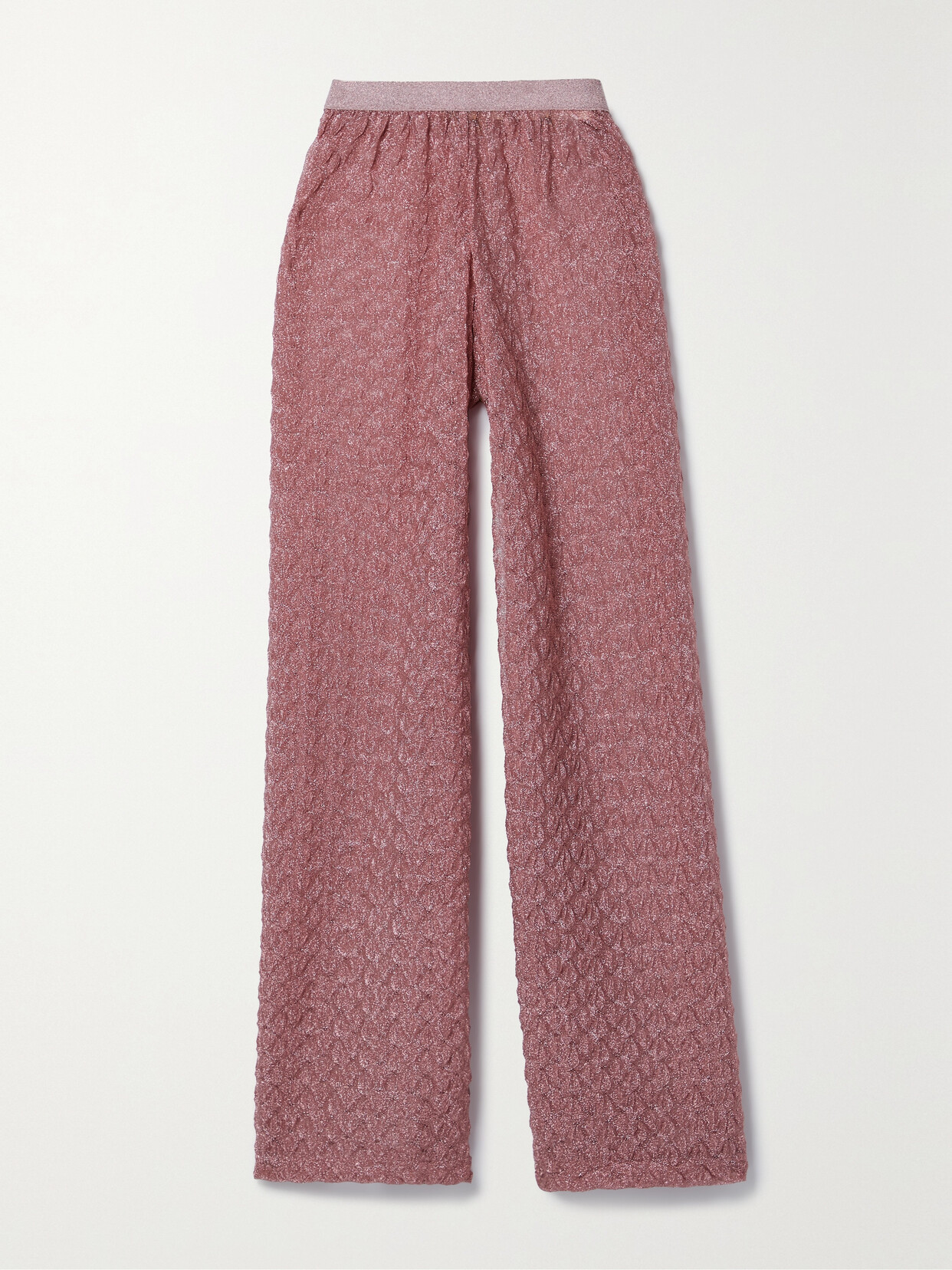 Missoni - Metallic Knitted Wide-leg Pants - Rose gold