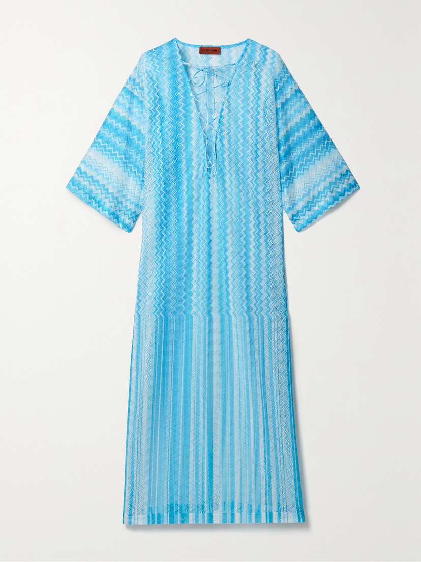 Missoni Lace-up Striped Crochet-knit Coverup