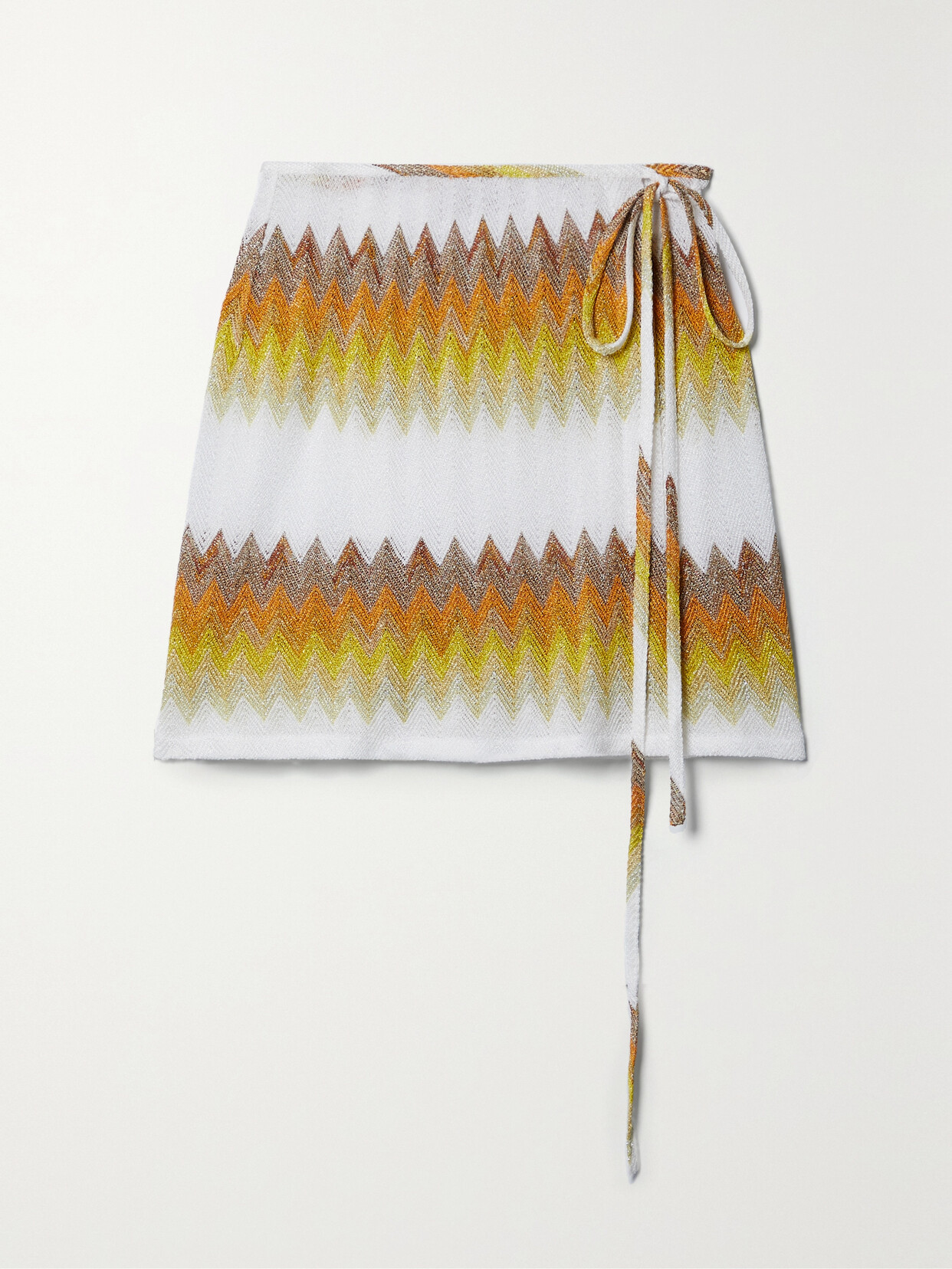 Missoni - Striped Metallic Crochet-knit Mini Wrap Skirt - Yellow