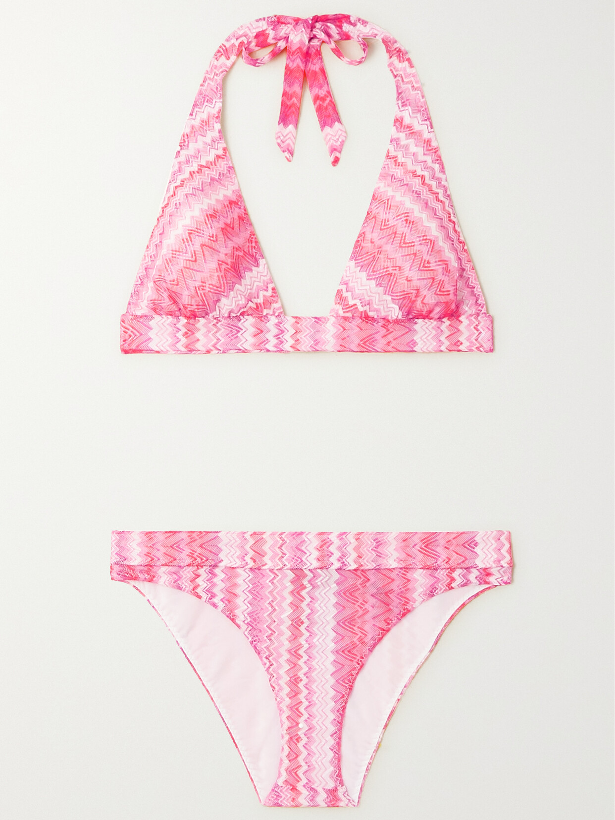 Missoni - Mare Crochet-knit Halterneck Triangle Bikini - Pink