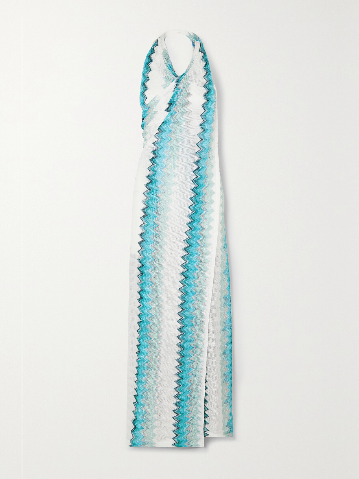 Missoni - Metallic Crochet-knit Halterneck Maxi Dress - Blue