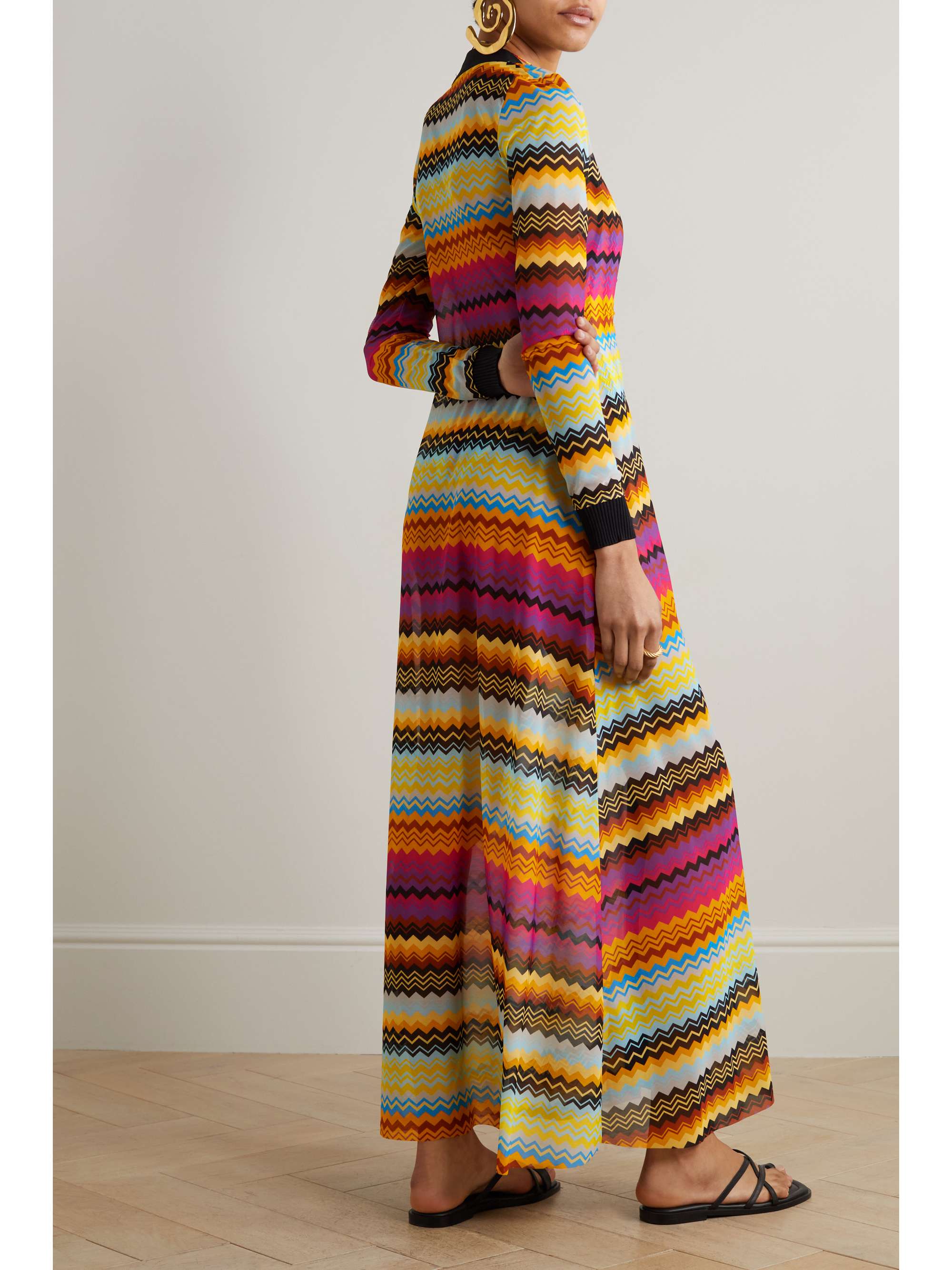 MISSONI Striped mesh coverup