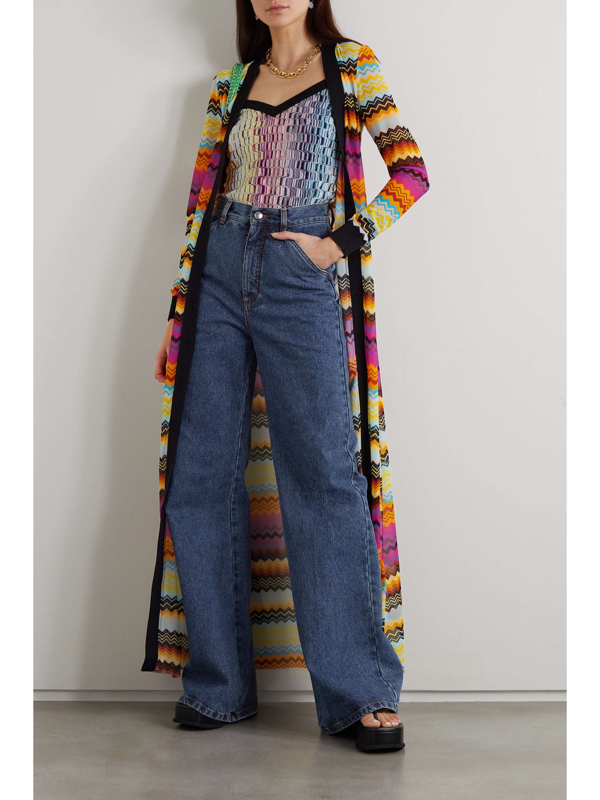 MISSONI Striped mesh coverup