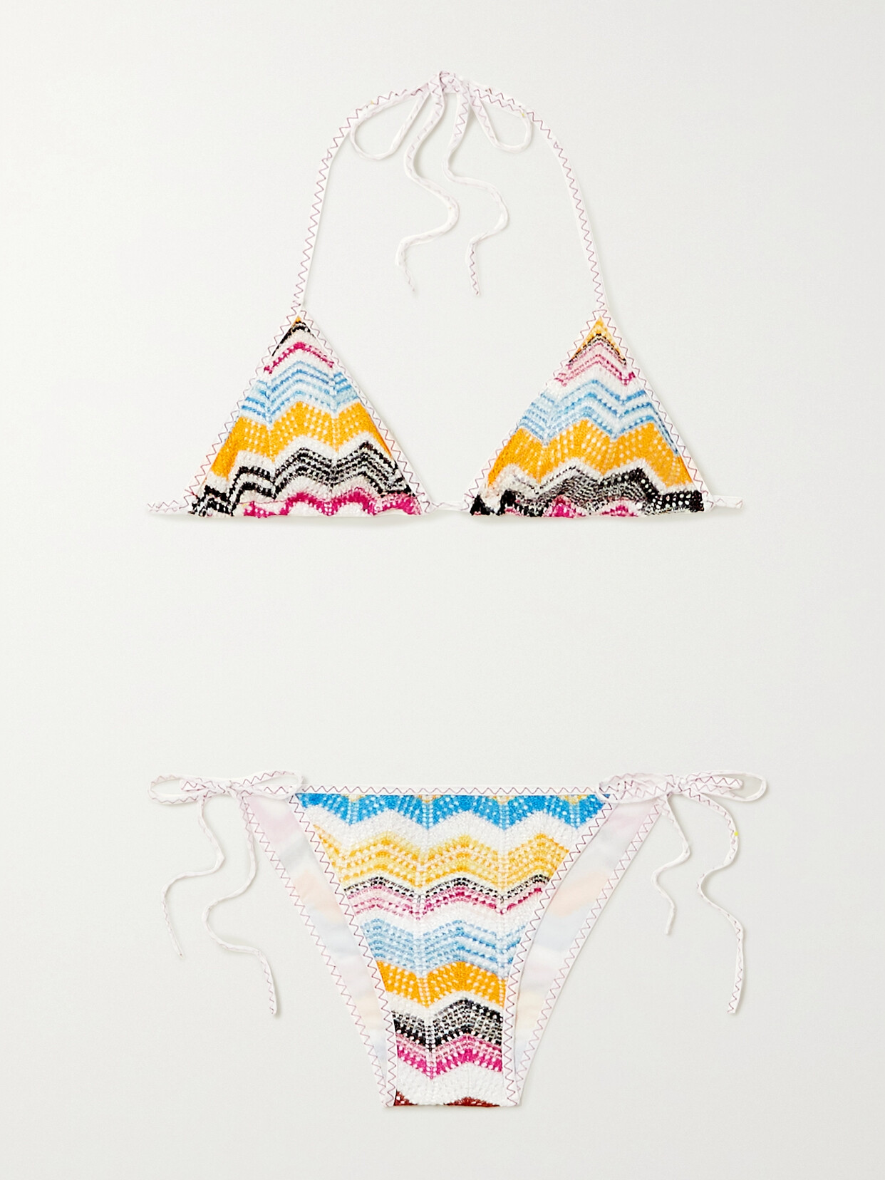 Missoni - Mare Striped Crochet-knit Halterneck Triangle Bikini - Orange