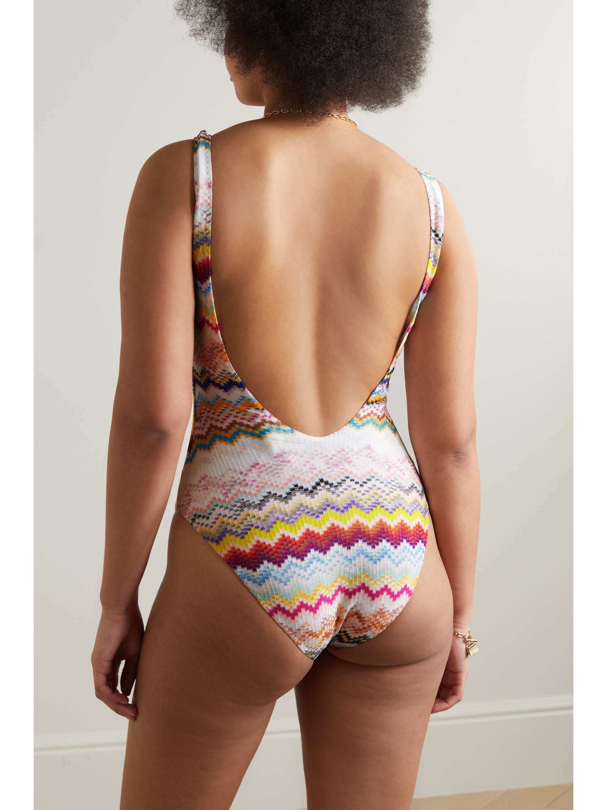 MISSONI Mare striped crochet-knit swimsuit