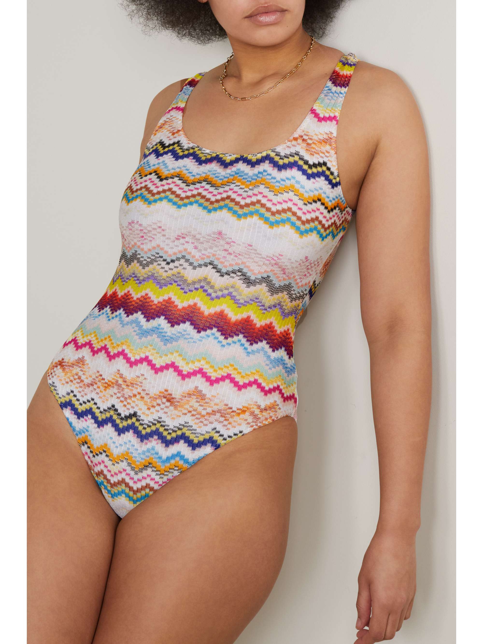 MISSONI Mare striped crochet-knit swimsuit