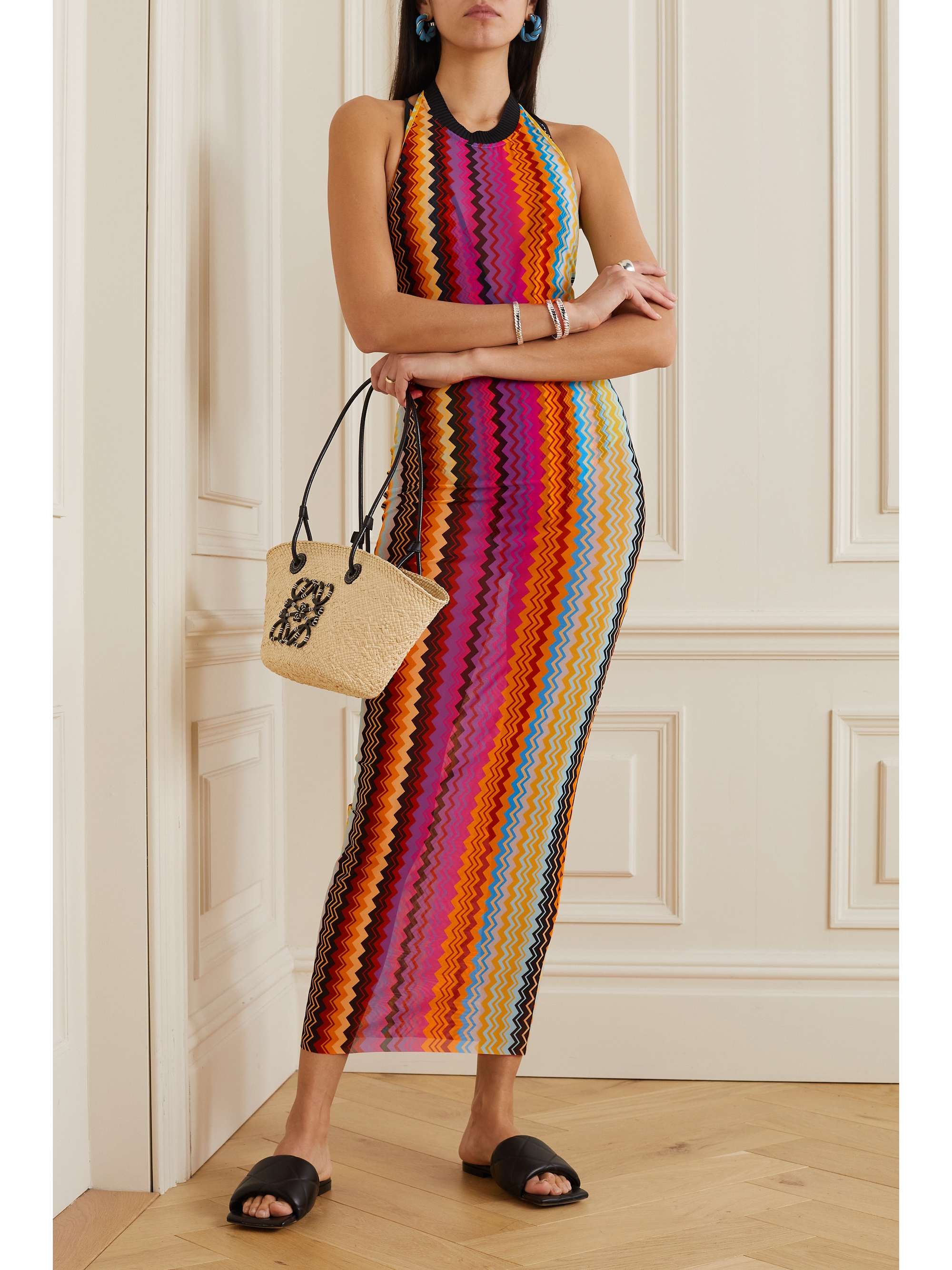 MISSONI Printed stretch-tulle midi dress