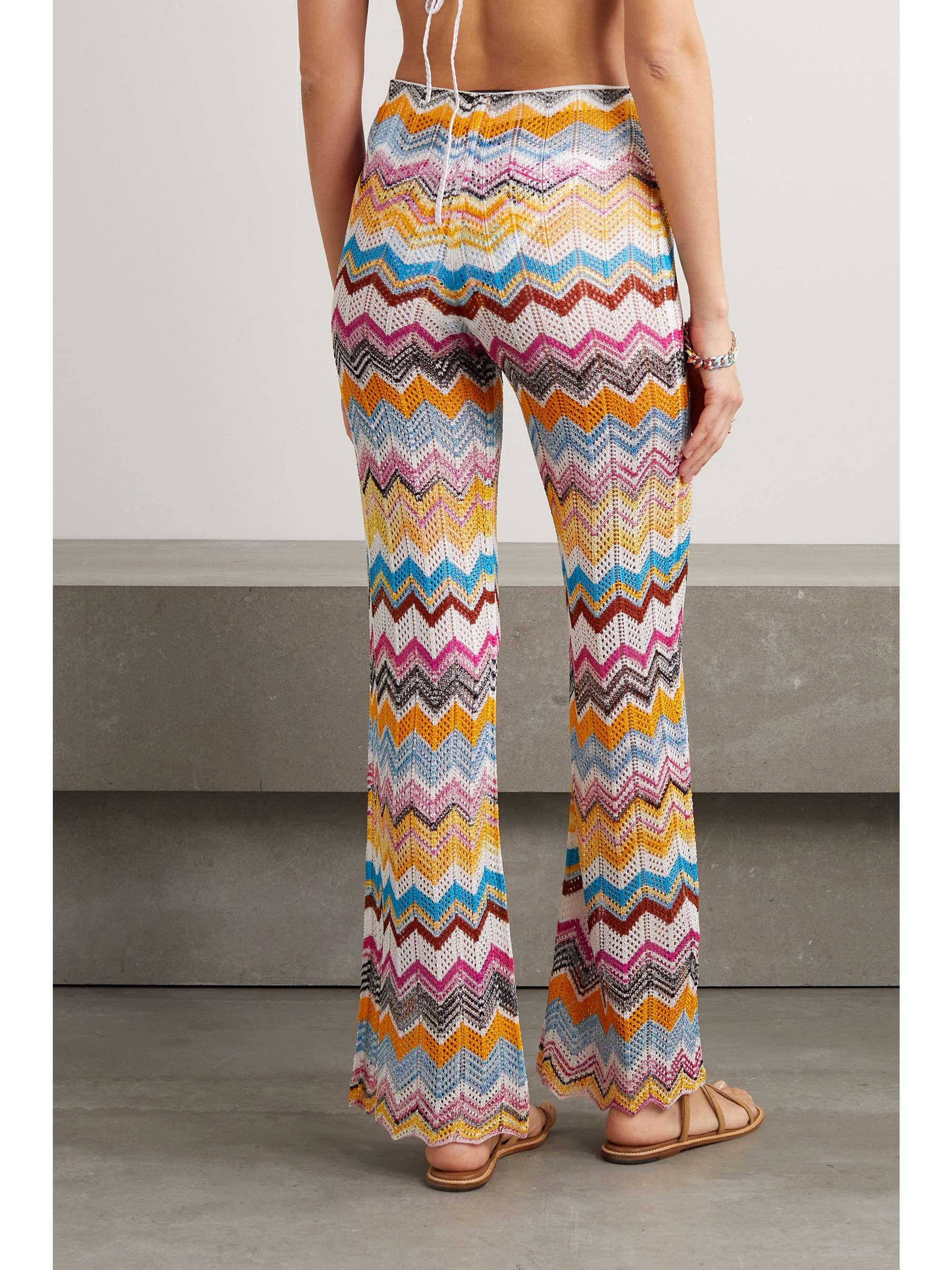 MISSONI Striped crochetknit flared pants NETAPORTER