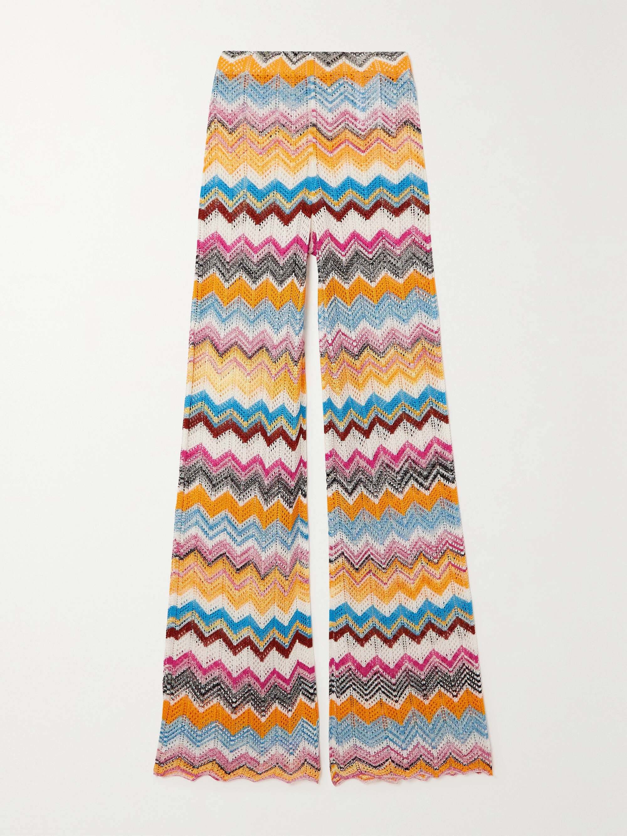 MISSONI Striped crochetknit flared pants NETAPORTER