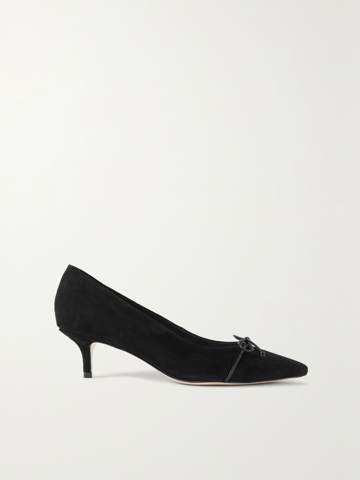 Porte & Paire Leather-trimmed Suede Pumps