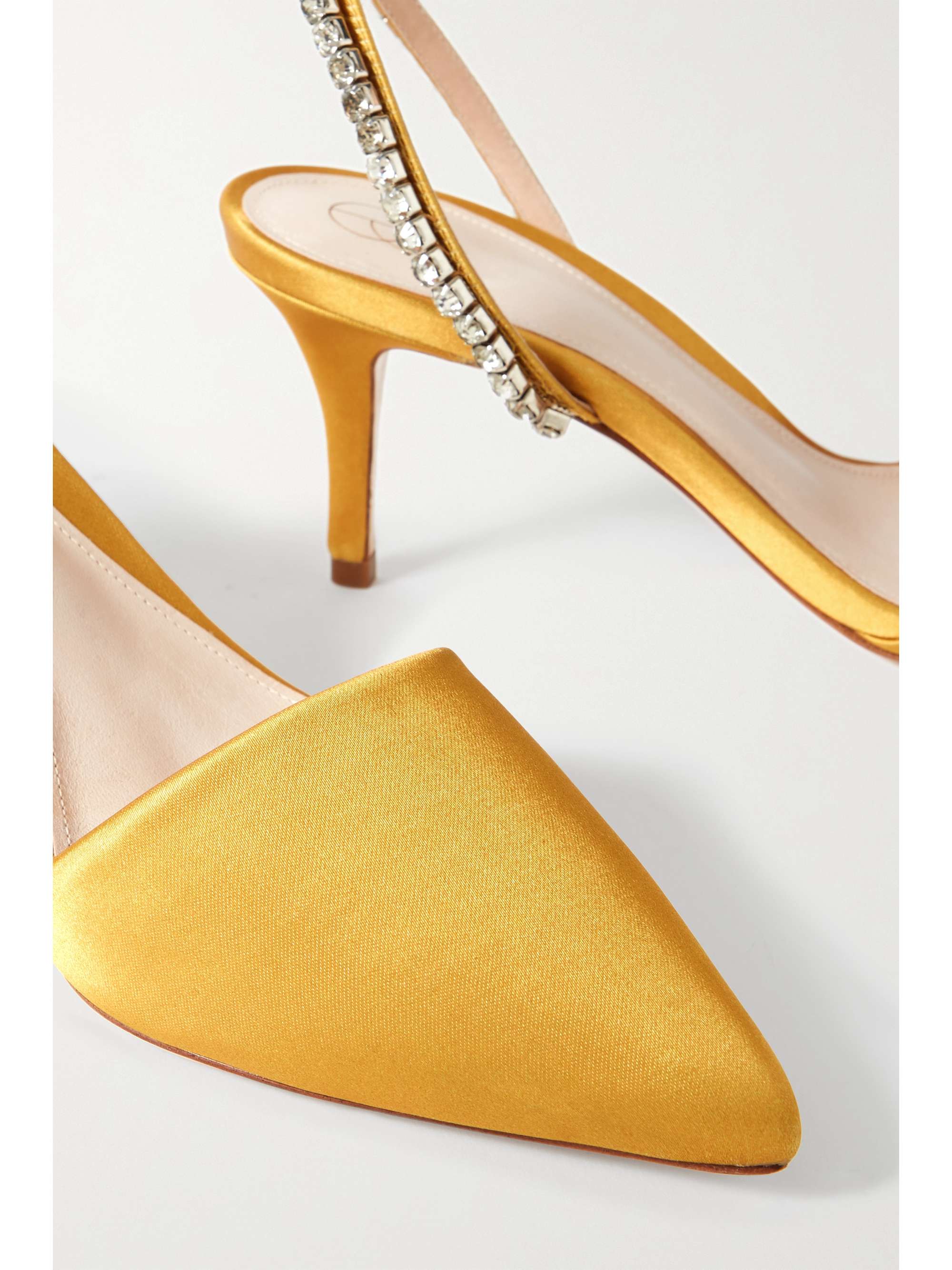 PORTE & PAIRE Crystal-embellished satin pumps
