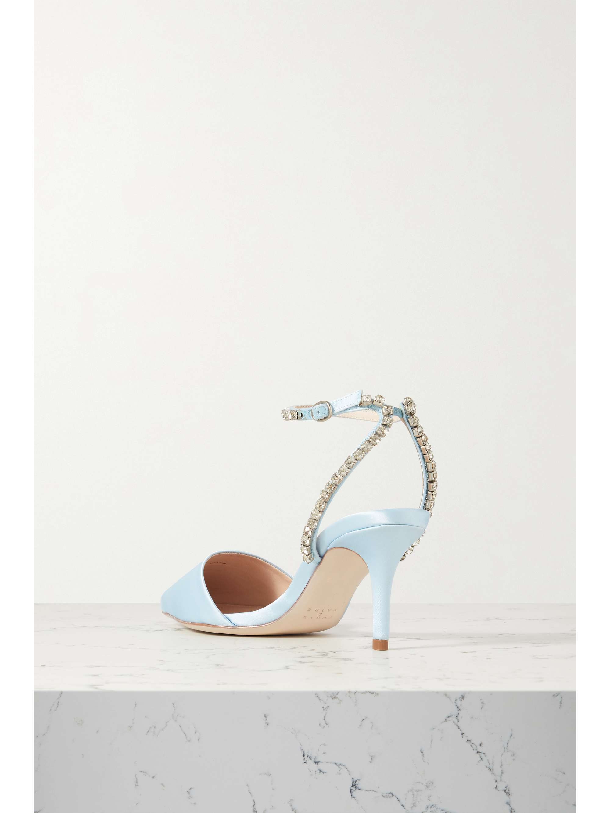 PORTE & PAIRE Crystal-embellished satin pumps
