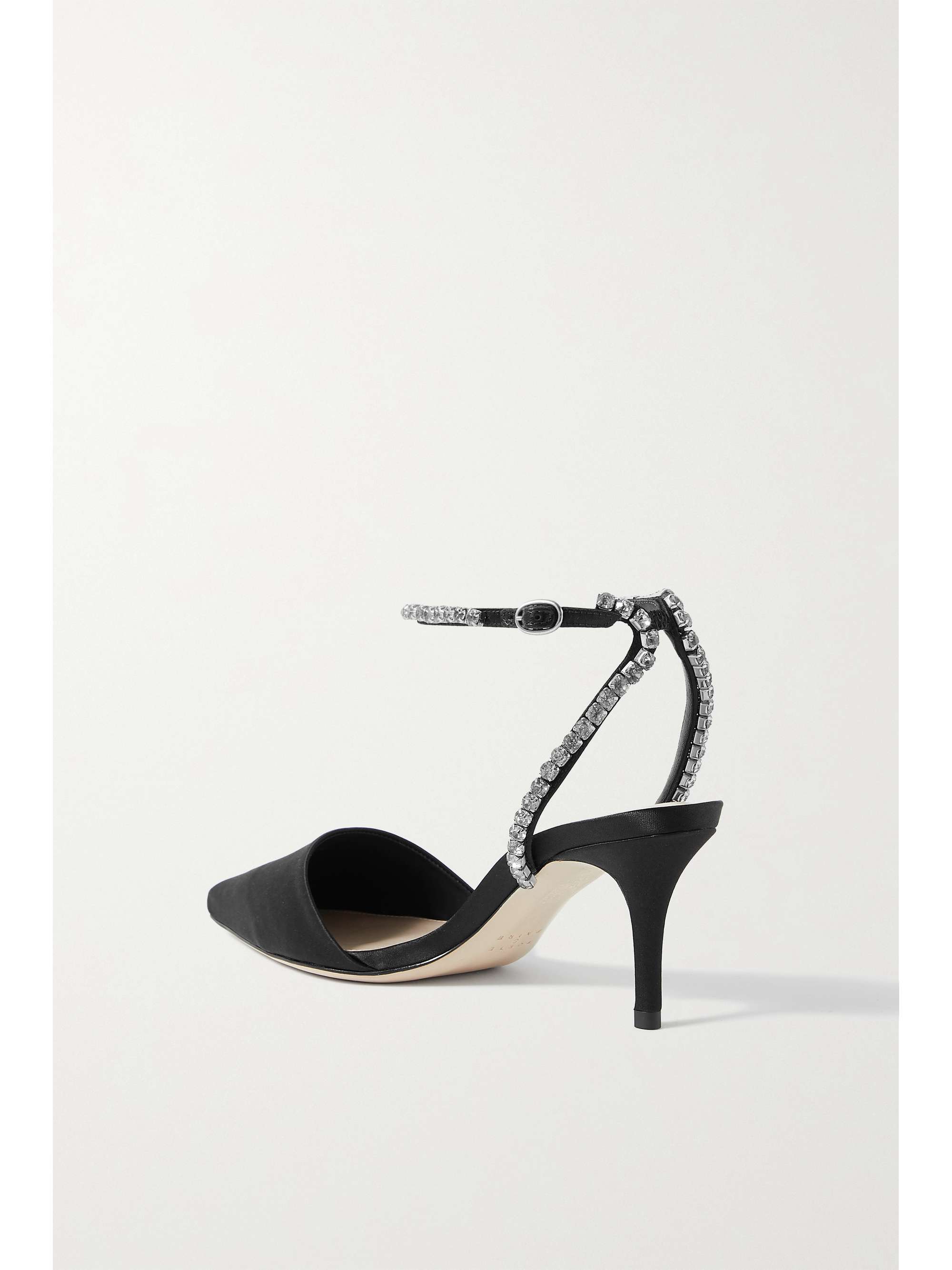 PORTE & PAIRE Crystal-embellished satin pumps