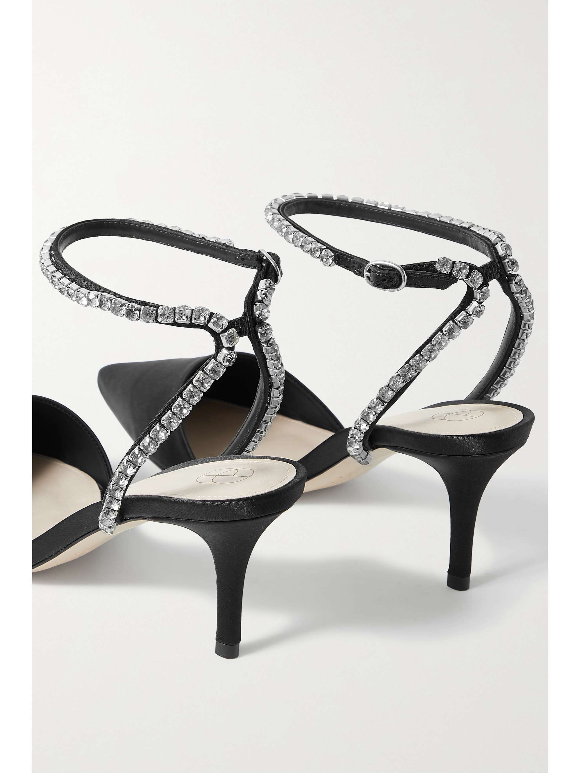 PORTE & PAIRE Crystal-embellished satin pumps