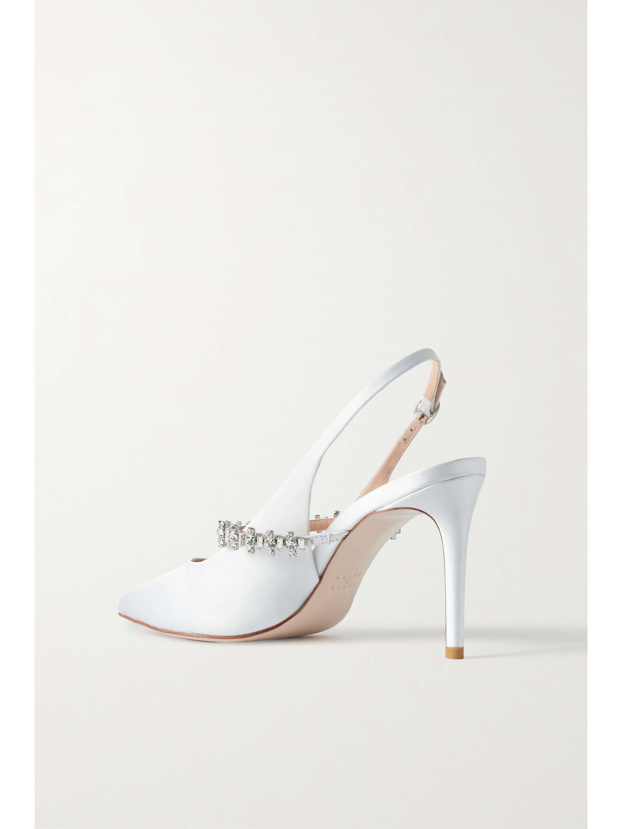 PORTE & PAIRE Crystal-embellished satin-twill slingback pumps
