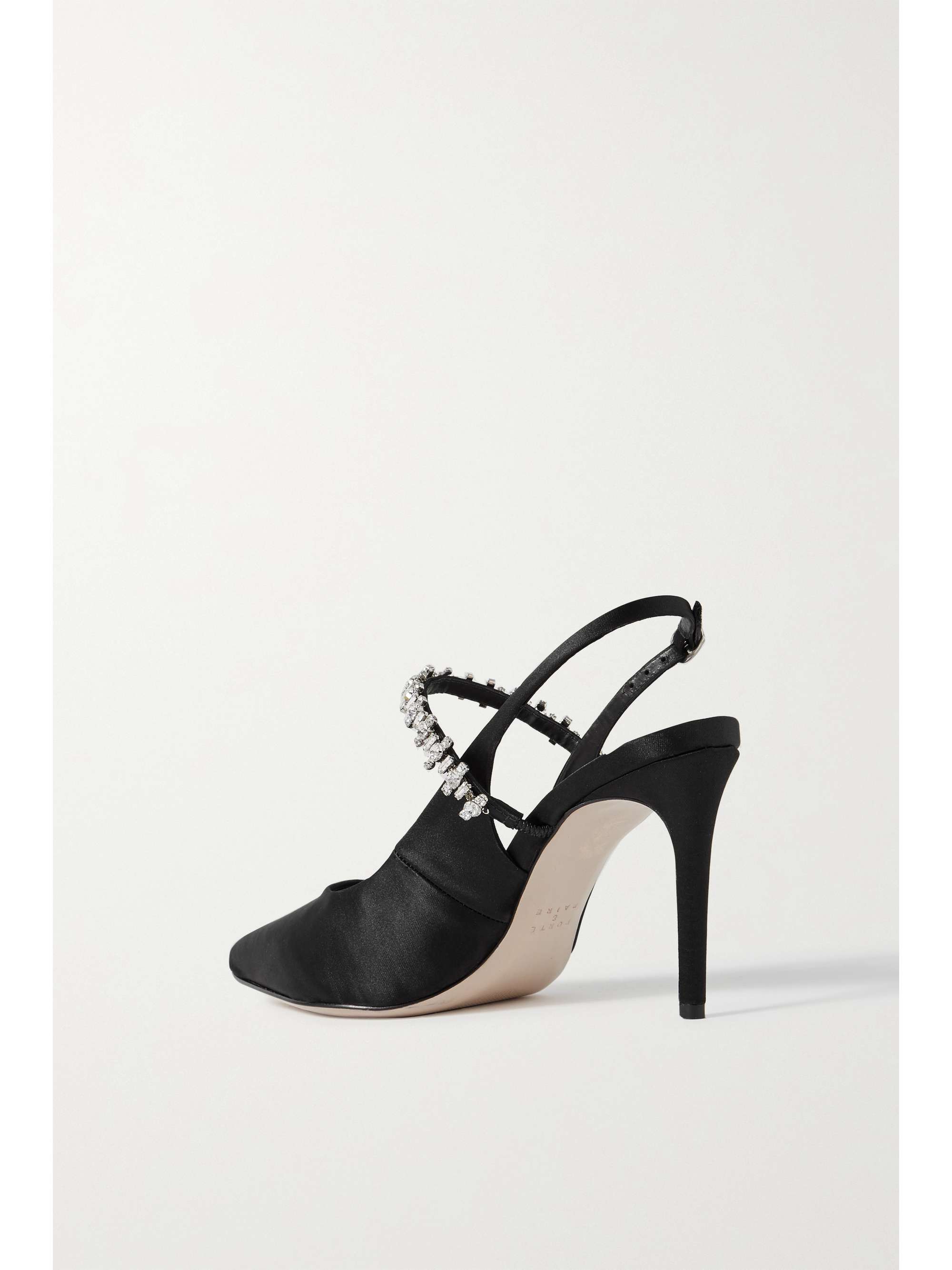PORTE & PAIRE Crystal-embellished satin slingback pumps