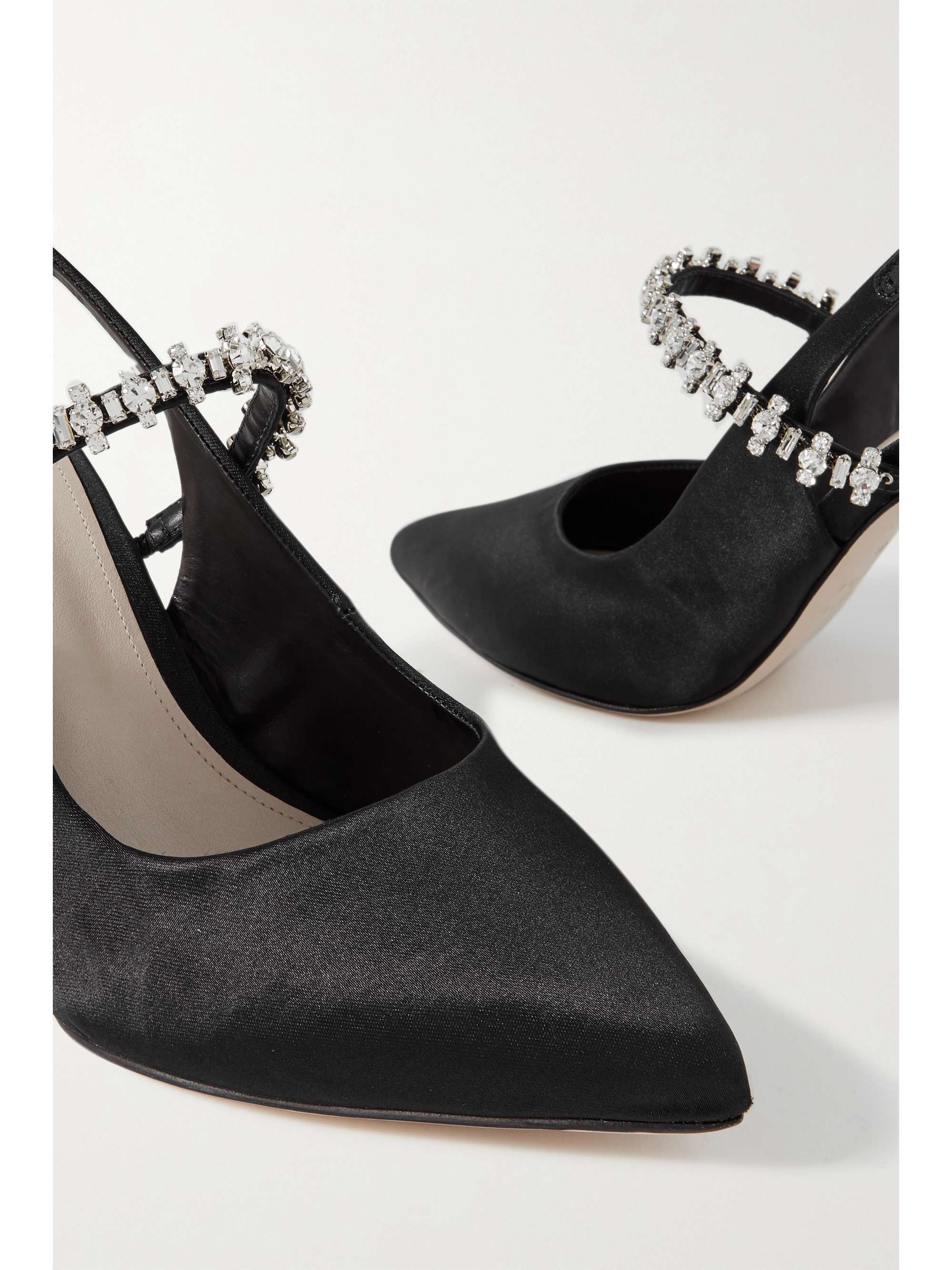 PORTE & PAIRE Crystal-embellished satin slingback pumps