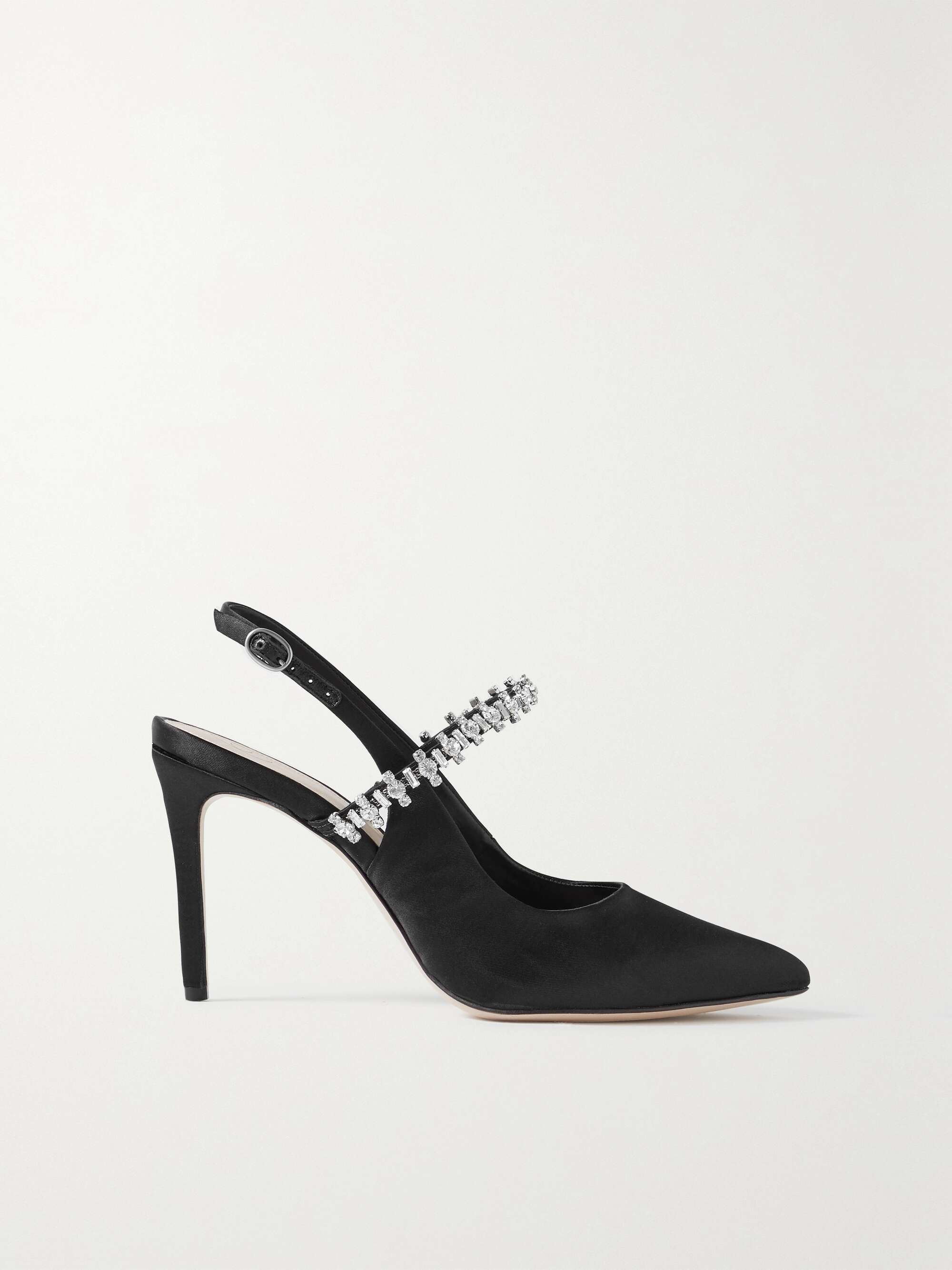 PORTE & PAIRE Crystal-embellished satin slingback pumps | NET-A-PORTER