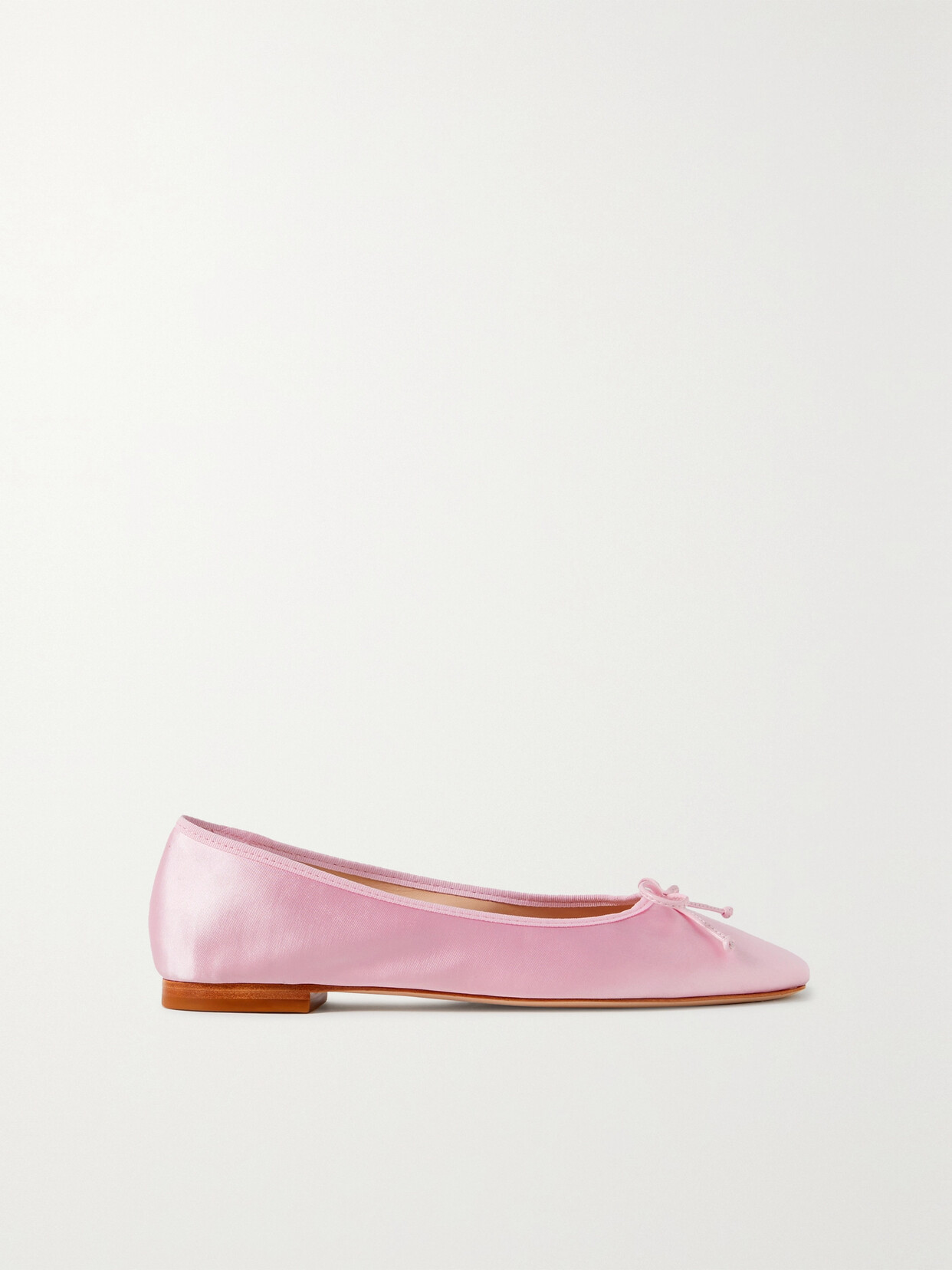 Porte & Paire - Bow-embellished Satin Ballet Flats - Pink from Porte ...