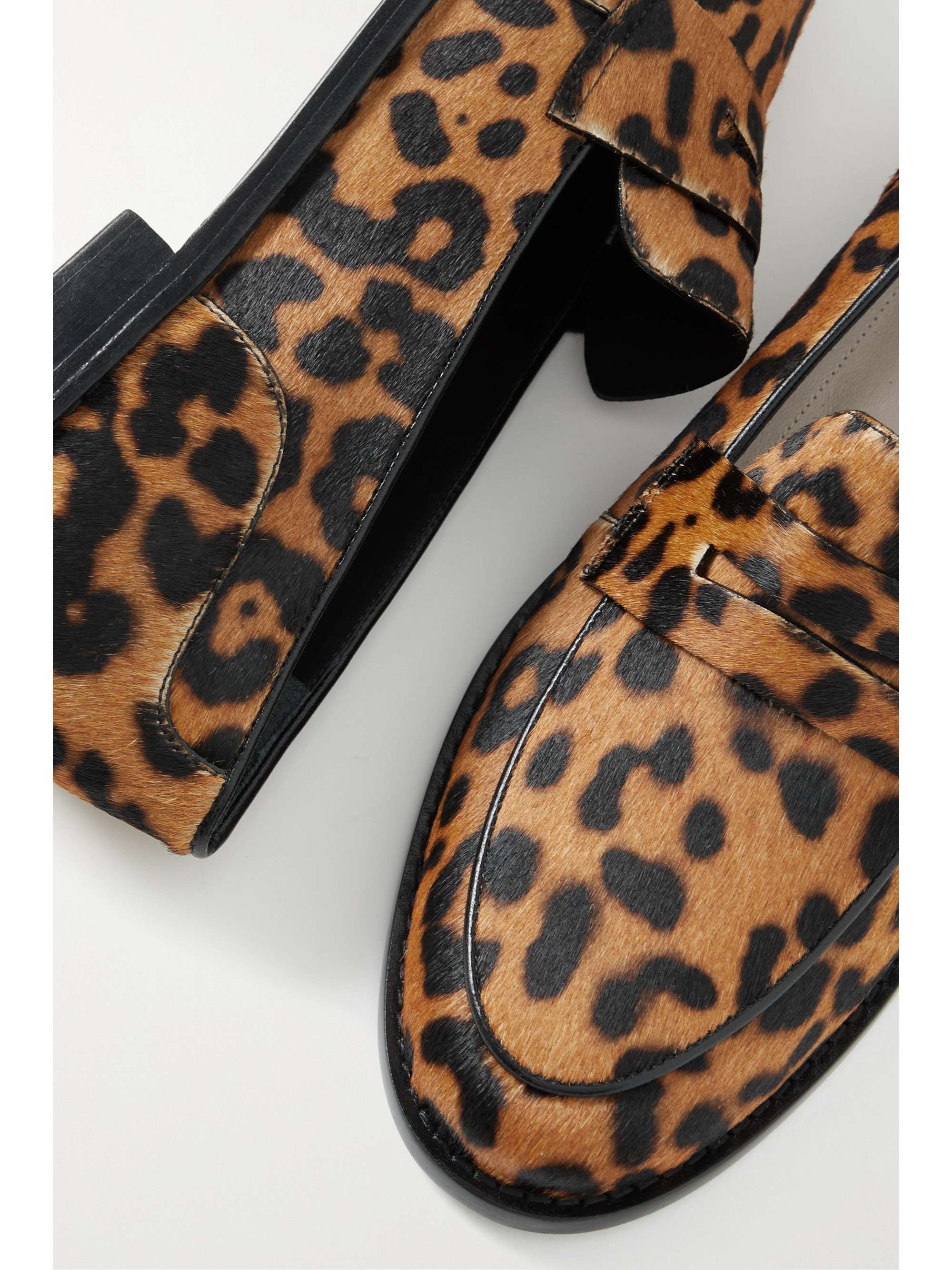 PORTE & PAIRE Leopard-print calf hair loafers
