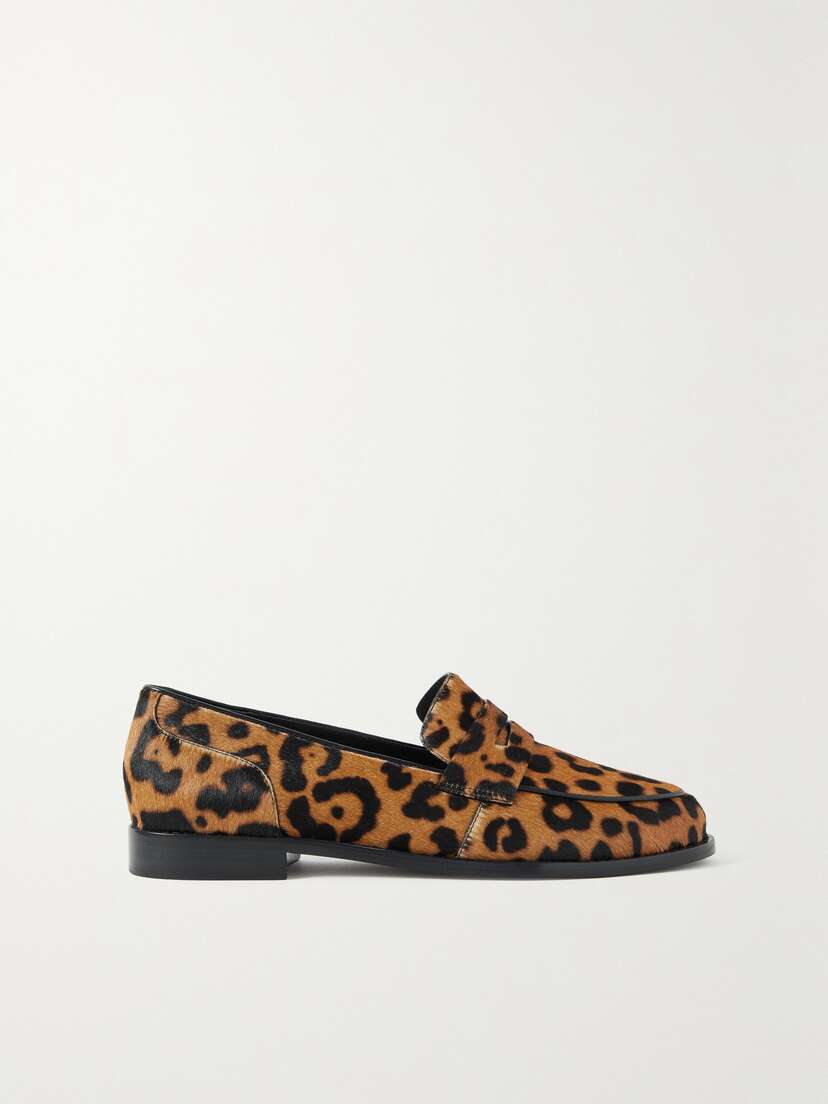 Porte & Paire Leopard-print Calf Hair Loafers