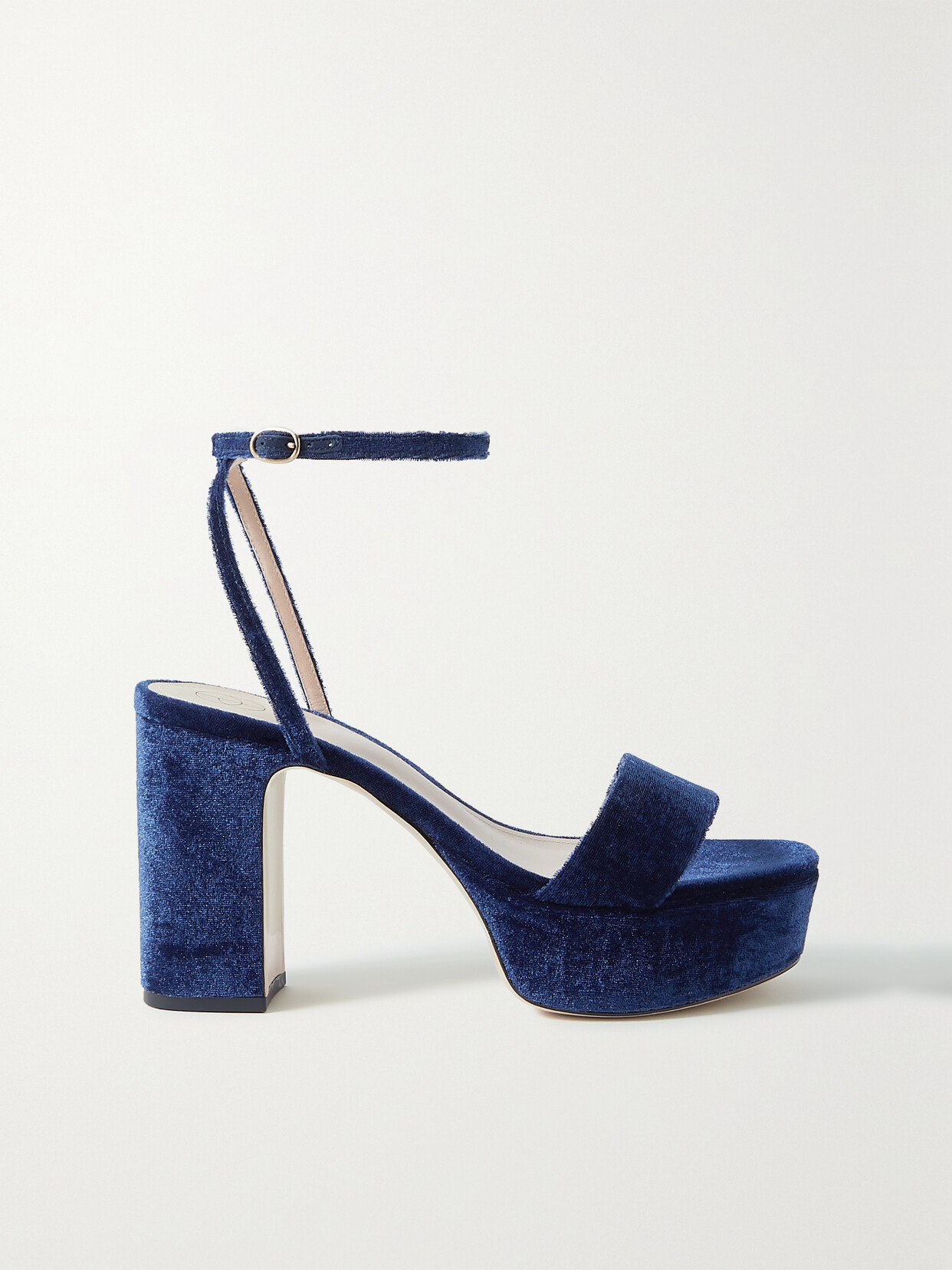 Porte & Paire Velvet Platform Sandals - Blue