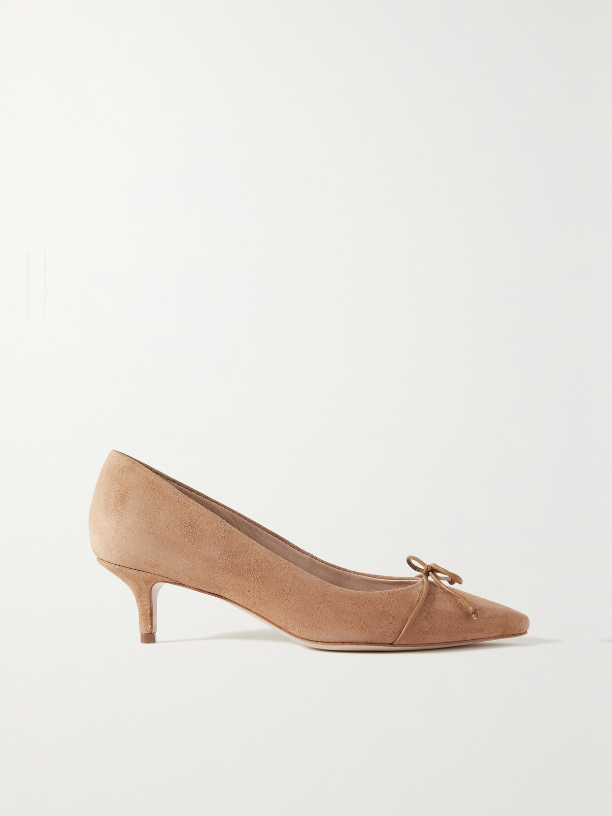 Porte & Paire Leather-trimmed Suede Pumps - Brown