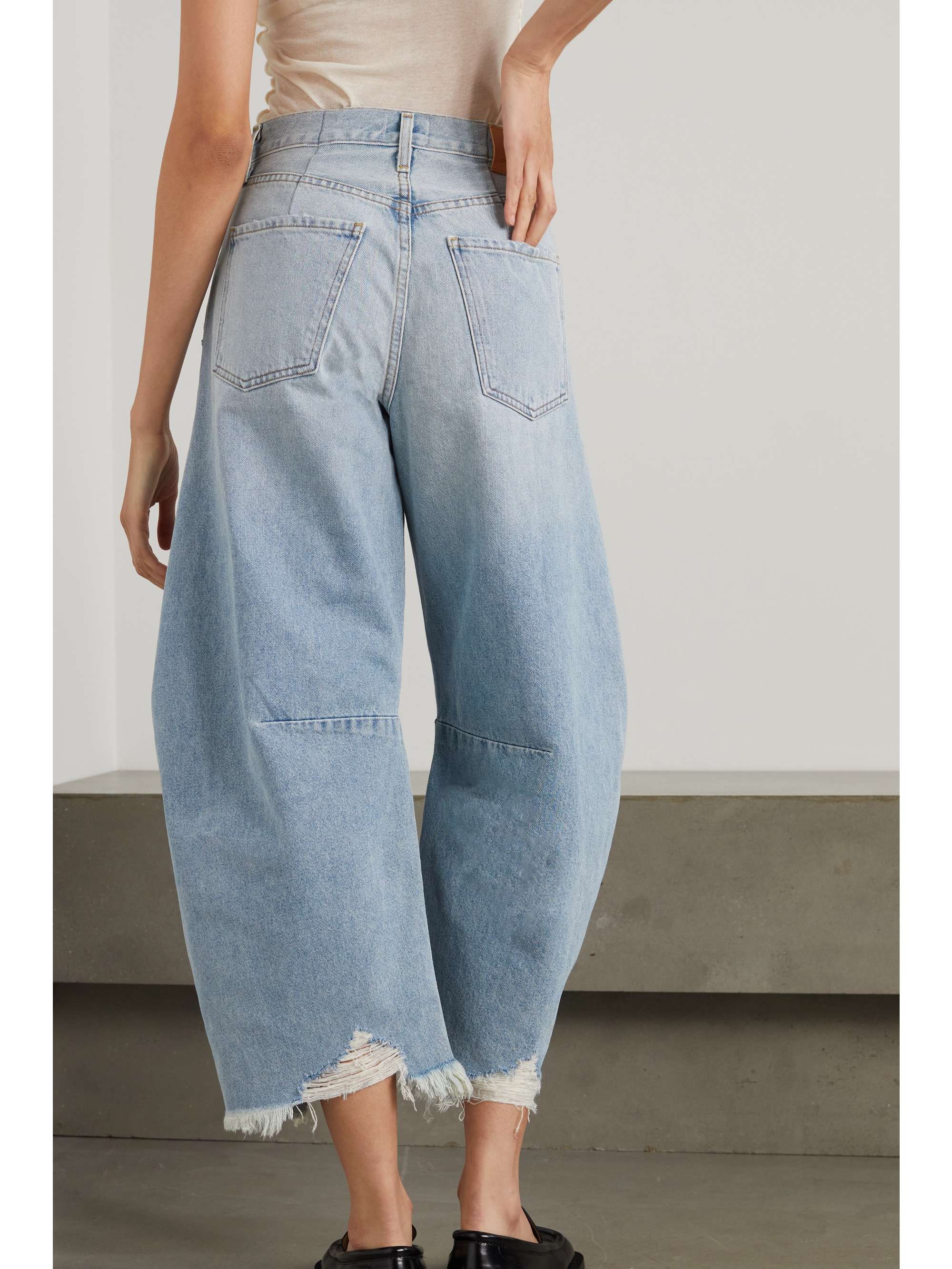 Light denim Horseshoe distressed high-rise wide-leg jeans | CITIZENS OF