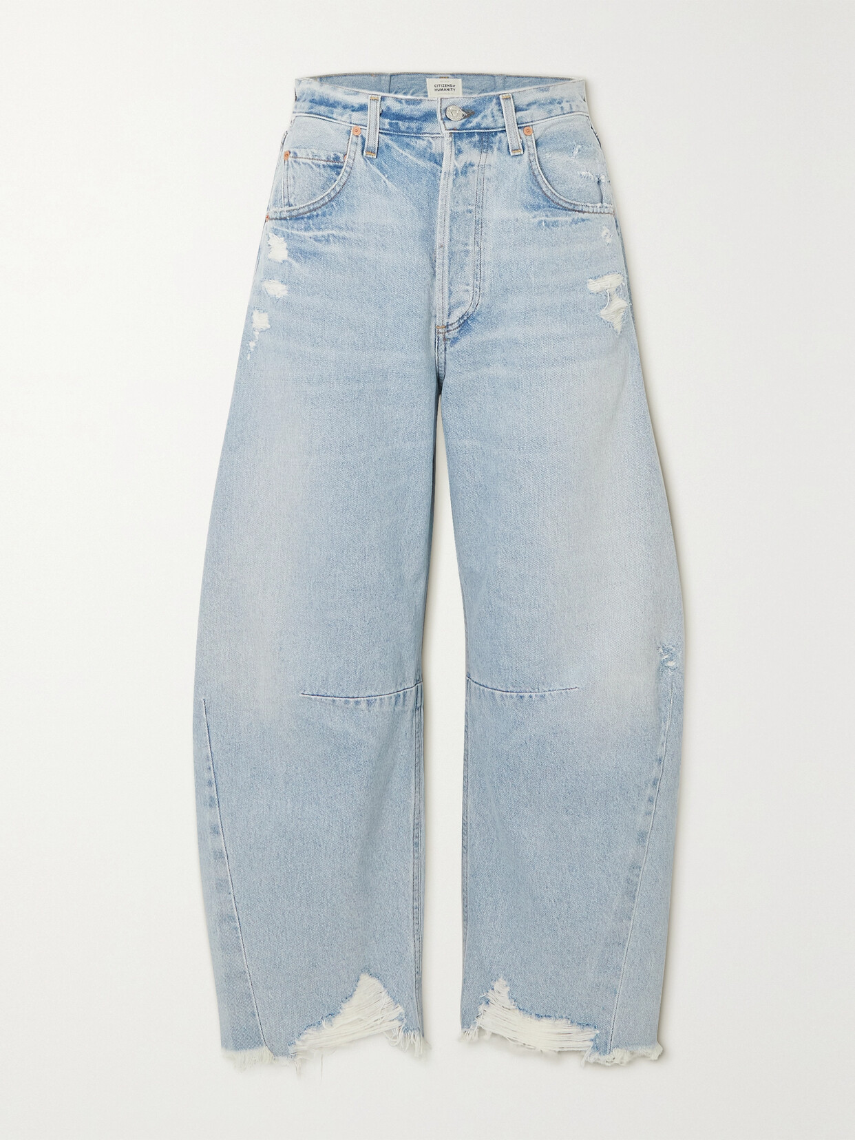 Citizen Of Humanity Horseshoe Distressed High-rise Wide-leg Jeans In Blue