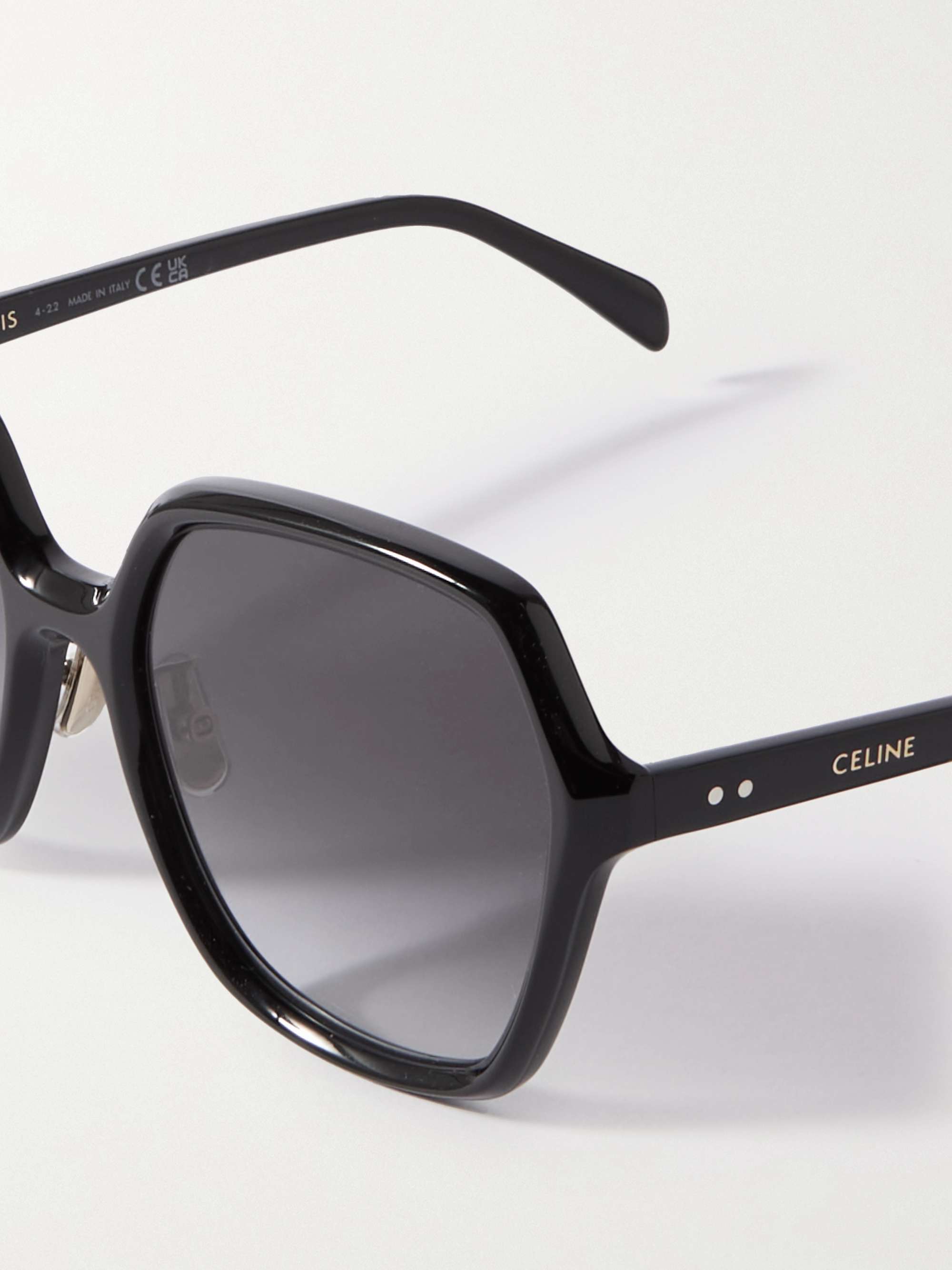 CELINE EYEWEAR Oversized square-frame tortoiseshell acetate sunglasses