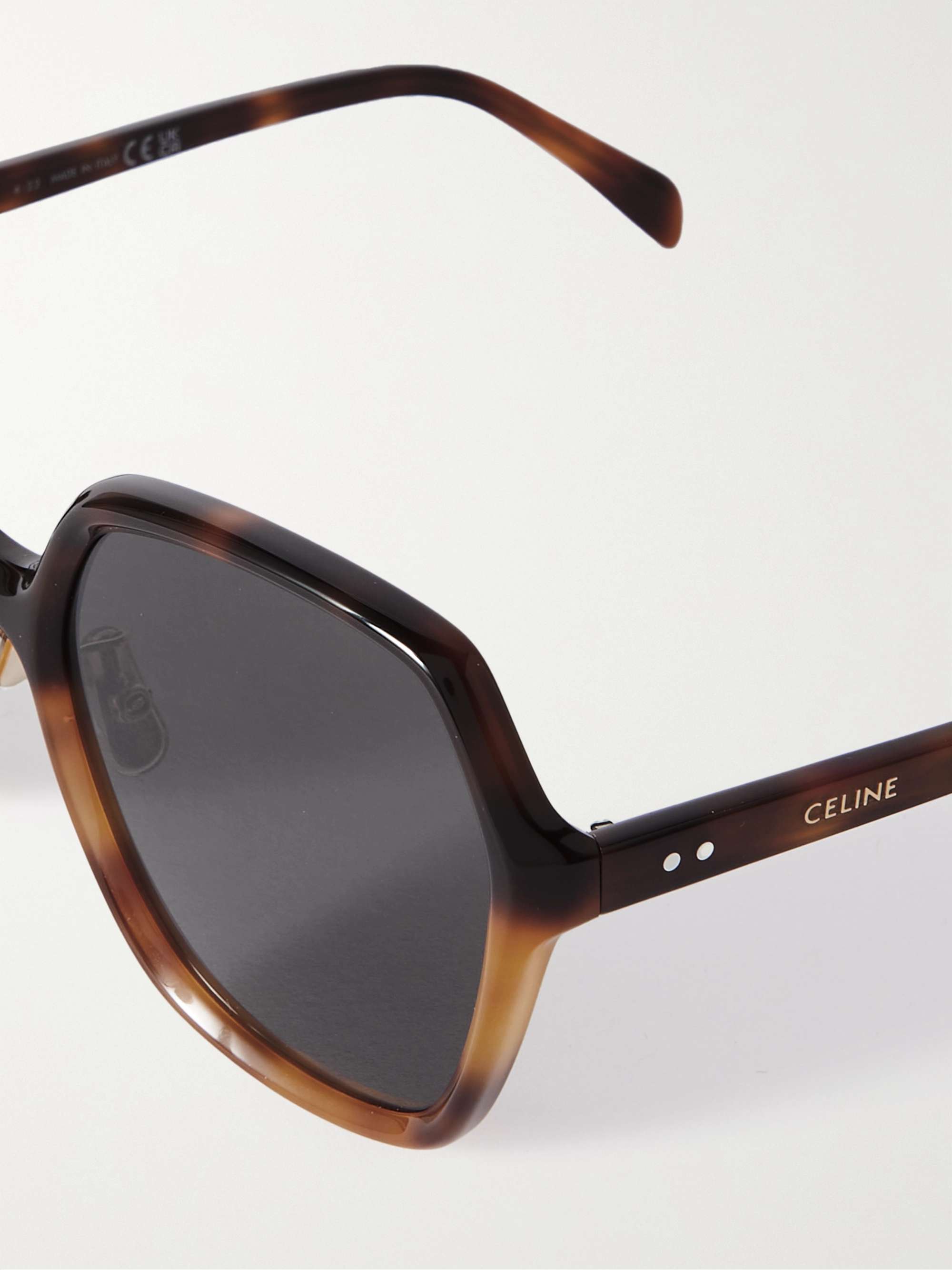 CELINE EYEWEAR Oversized square-frame tortoiseshell acetate sunglasses
