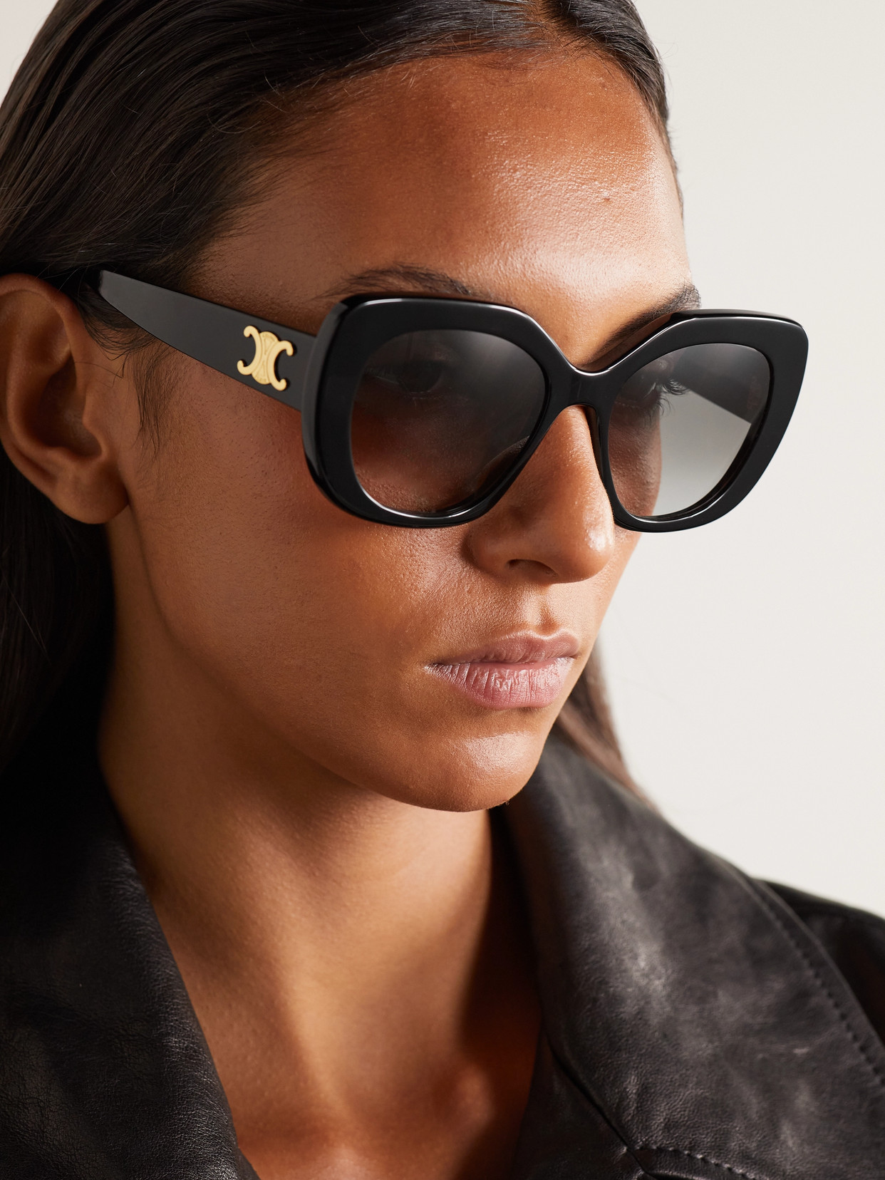 Celine Oversized Cat-eye Acetate Sunglasses In Black