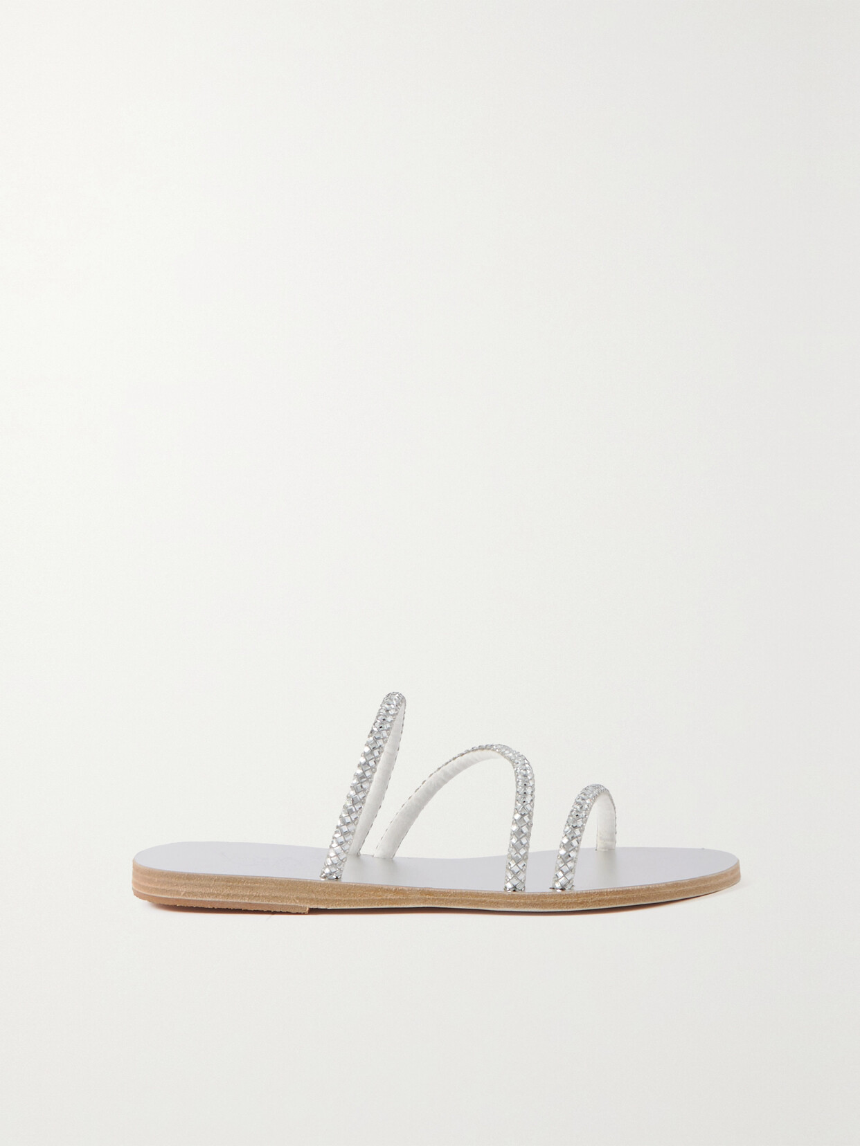 Ancient Greek Sandals Polytimi Crystal-embellished Leather Sandals - Silver