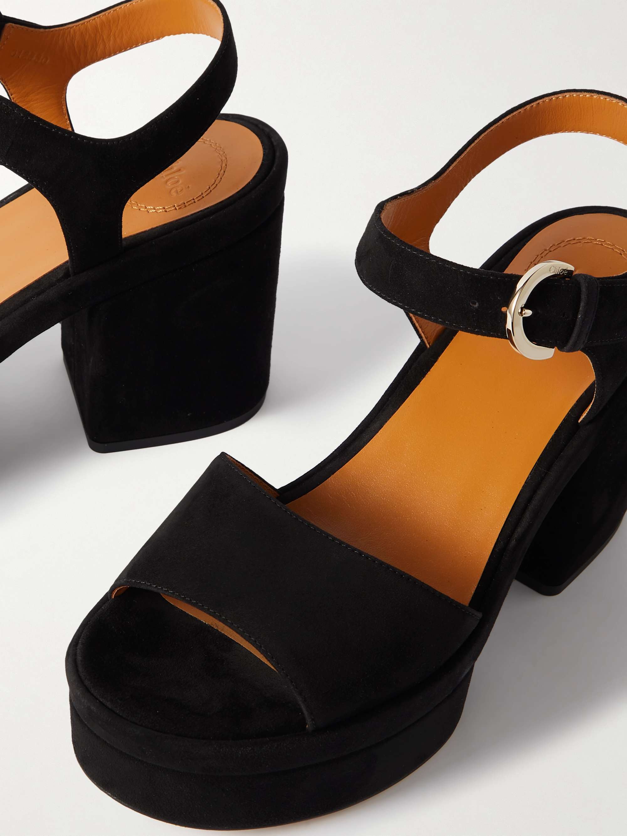 CHLOÉ + NET SUSTAIN Odina snake-effect leather platform sandals