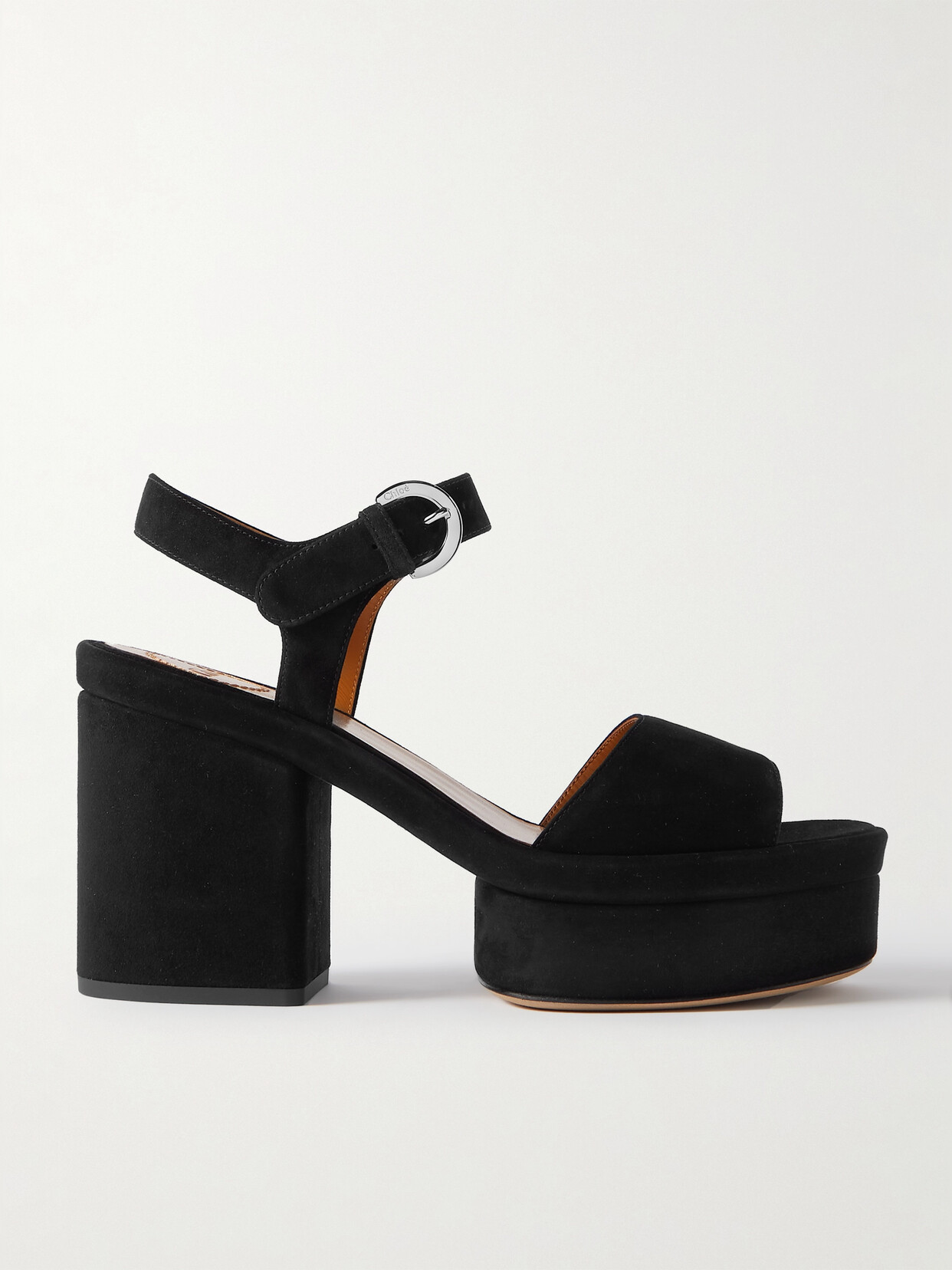 Chloé + Net Sustain Odina Suede Platform Sandals In Black