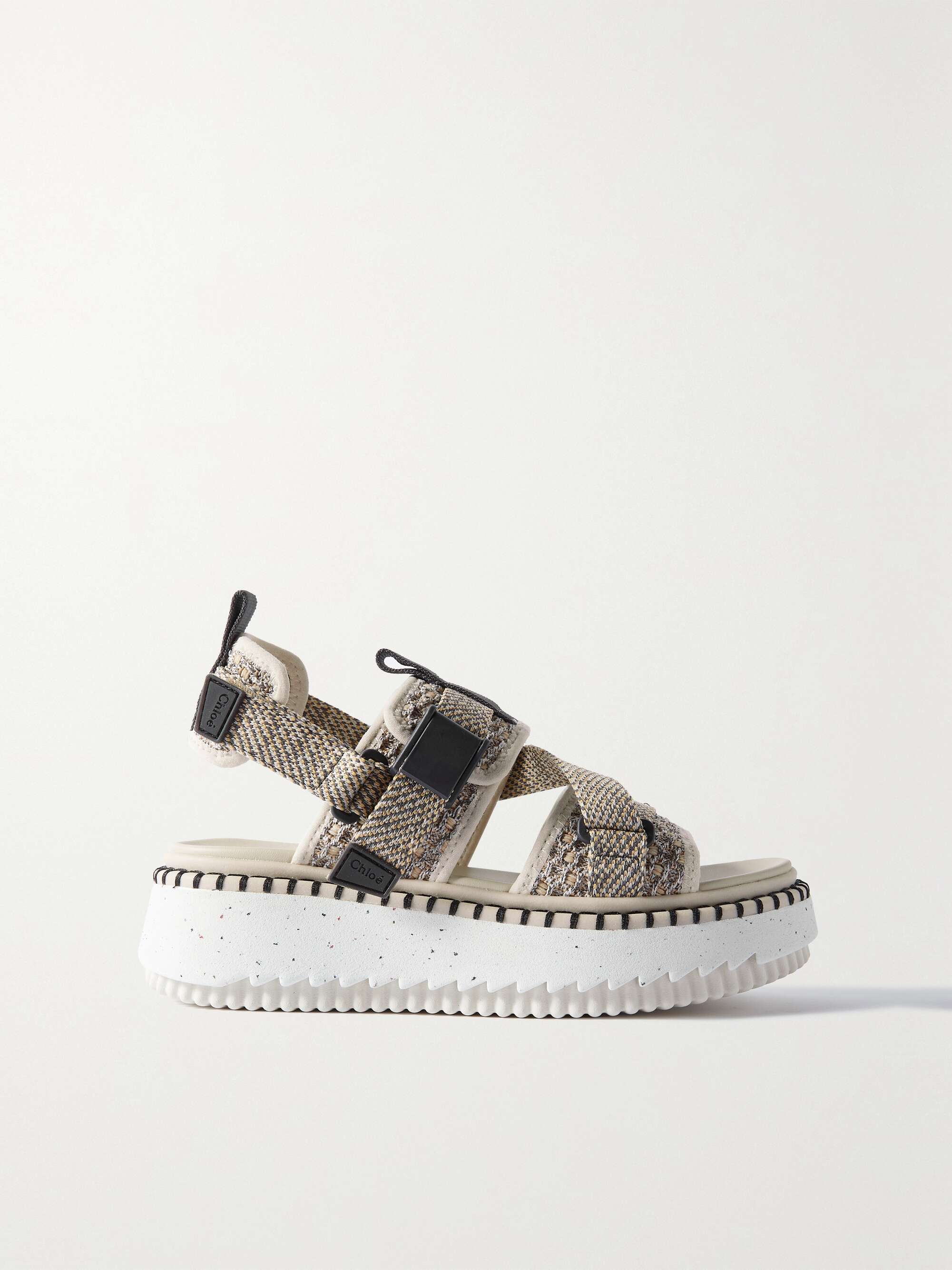 CHLOÉ + NET SUSTAIN Lilli recycled woven platform sandals | NET-A-PORTER