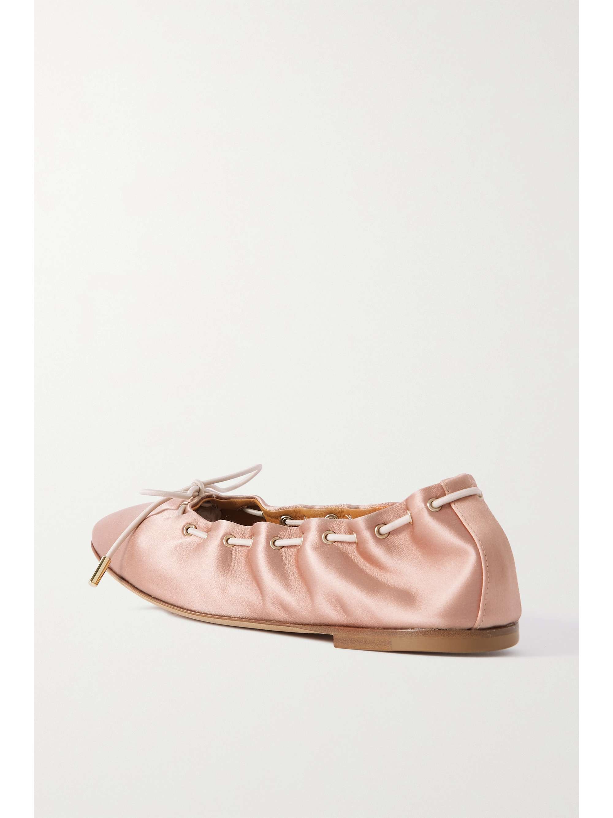 CHLOÉ Oracia bow-detailed satin ballet flats | NET-A-PORTER
