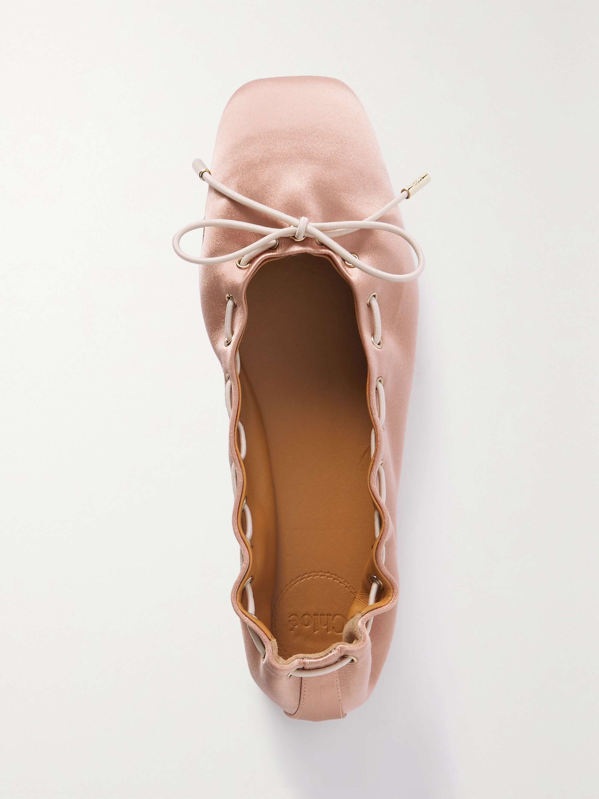 CHLOÉ Oracia bow-detailed satin ballet flats | NET-A-PORTER