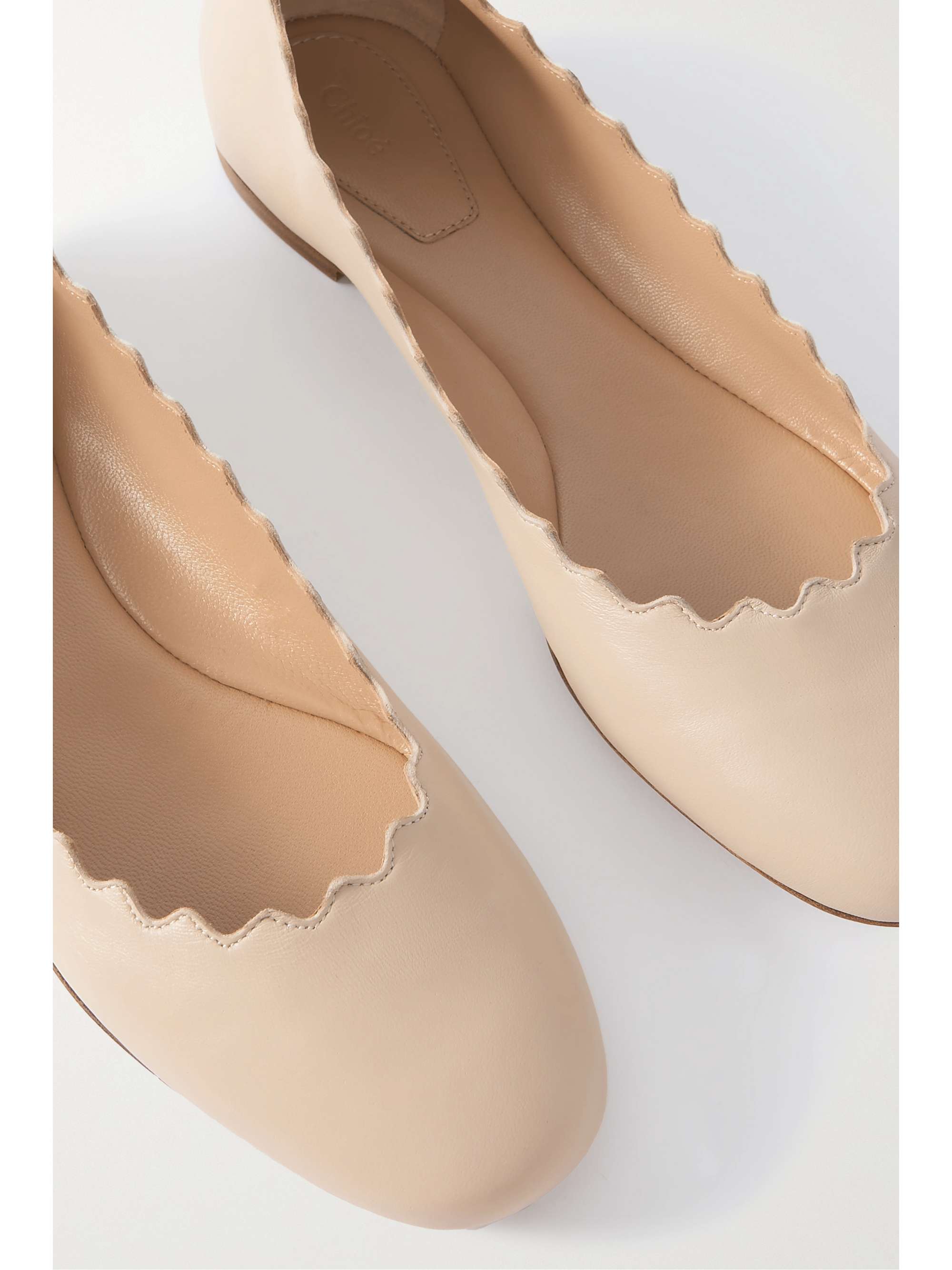 CHLOÉ + NET SUSTAIN Lauren scalloped leather ballet flats