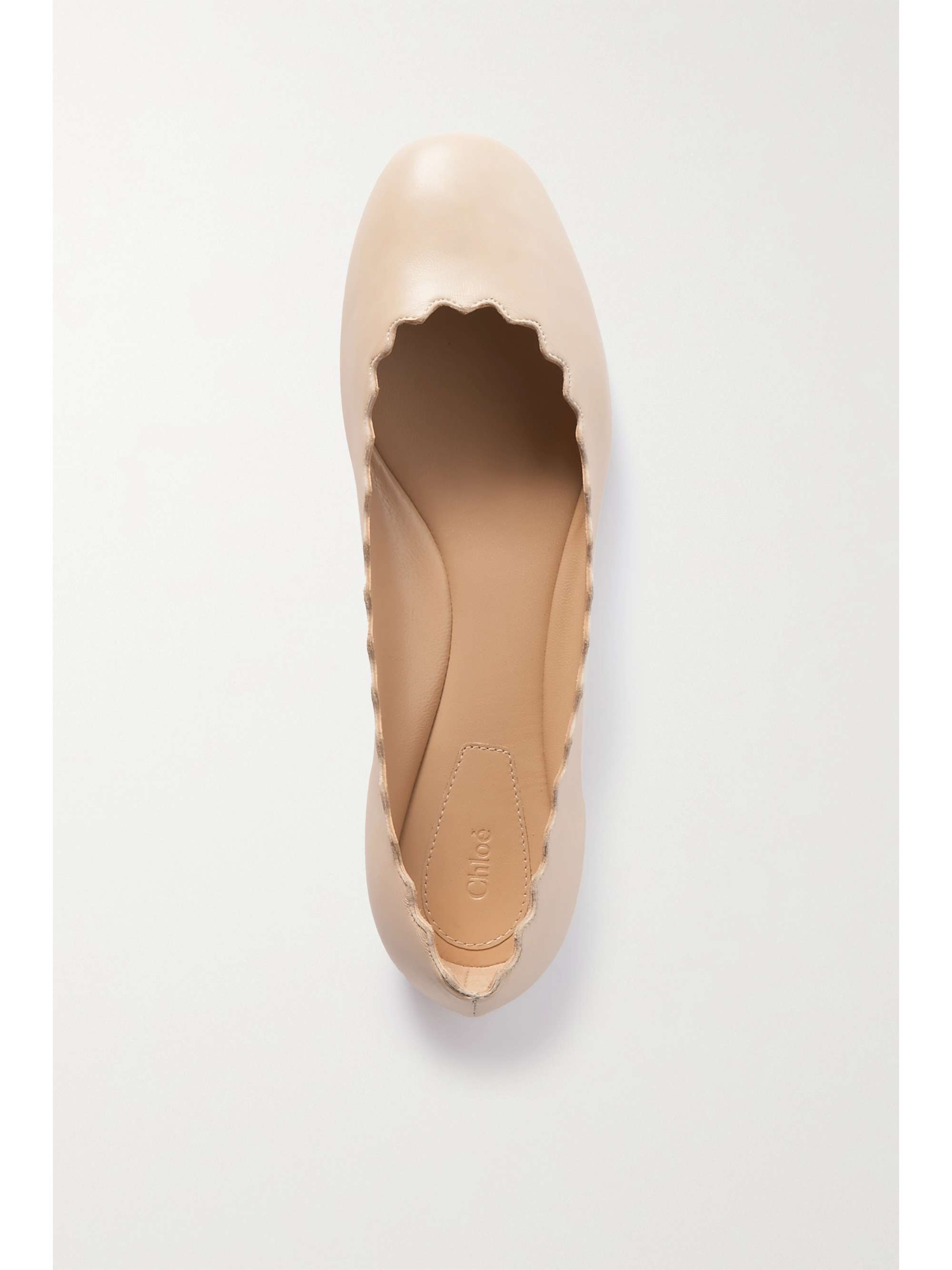 CHLOÉ + NET SUSTAIN Lauren scalloped leather ballet flats
