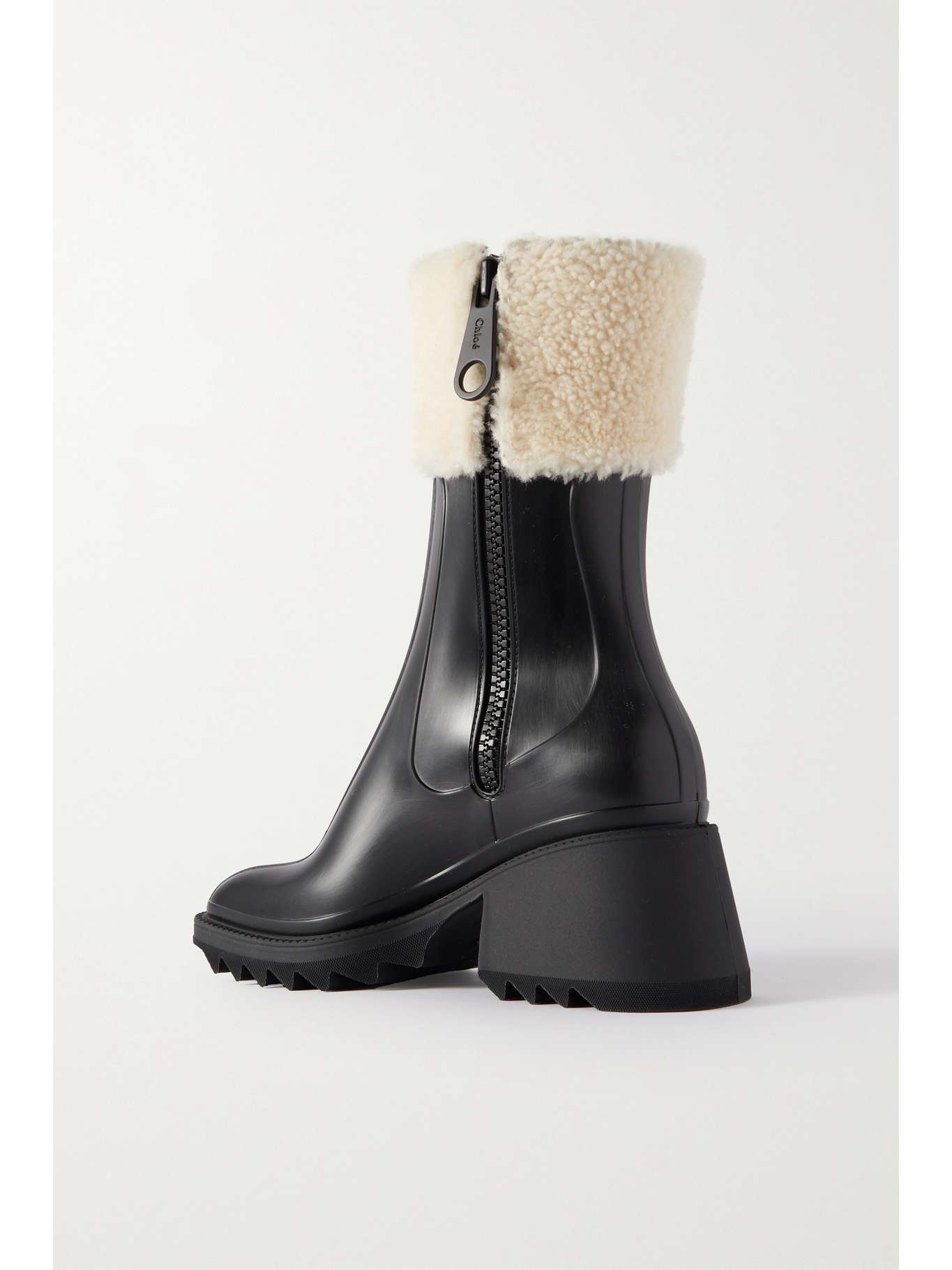 Black Betty shearlingtrimmed rubber ankle boots CHLOÉ NETAPORTER