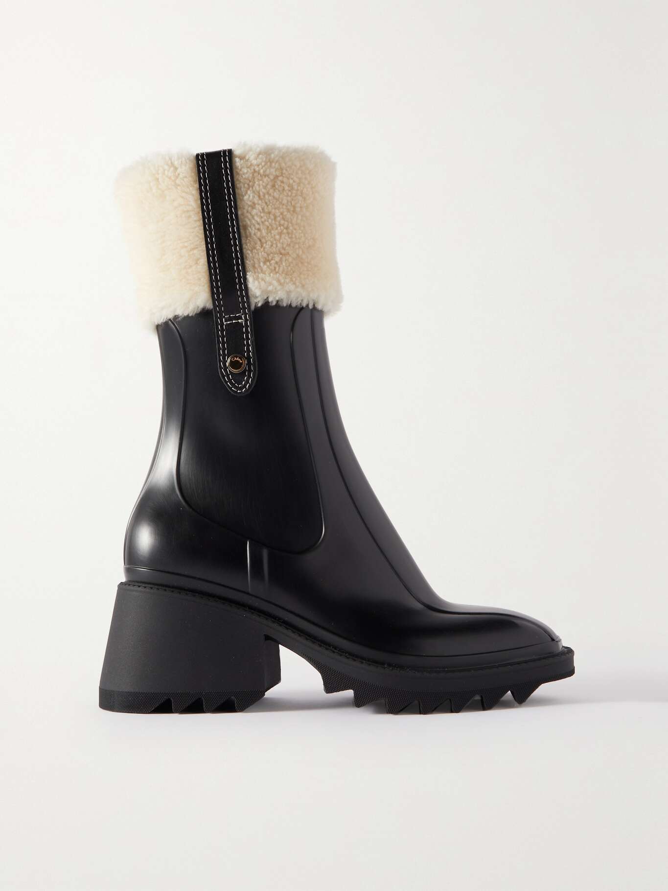 Black Betty shearlingtrimmed rubber ankle boots CHLOÉ NETAPORTER