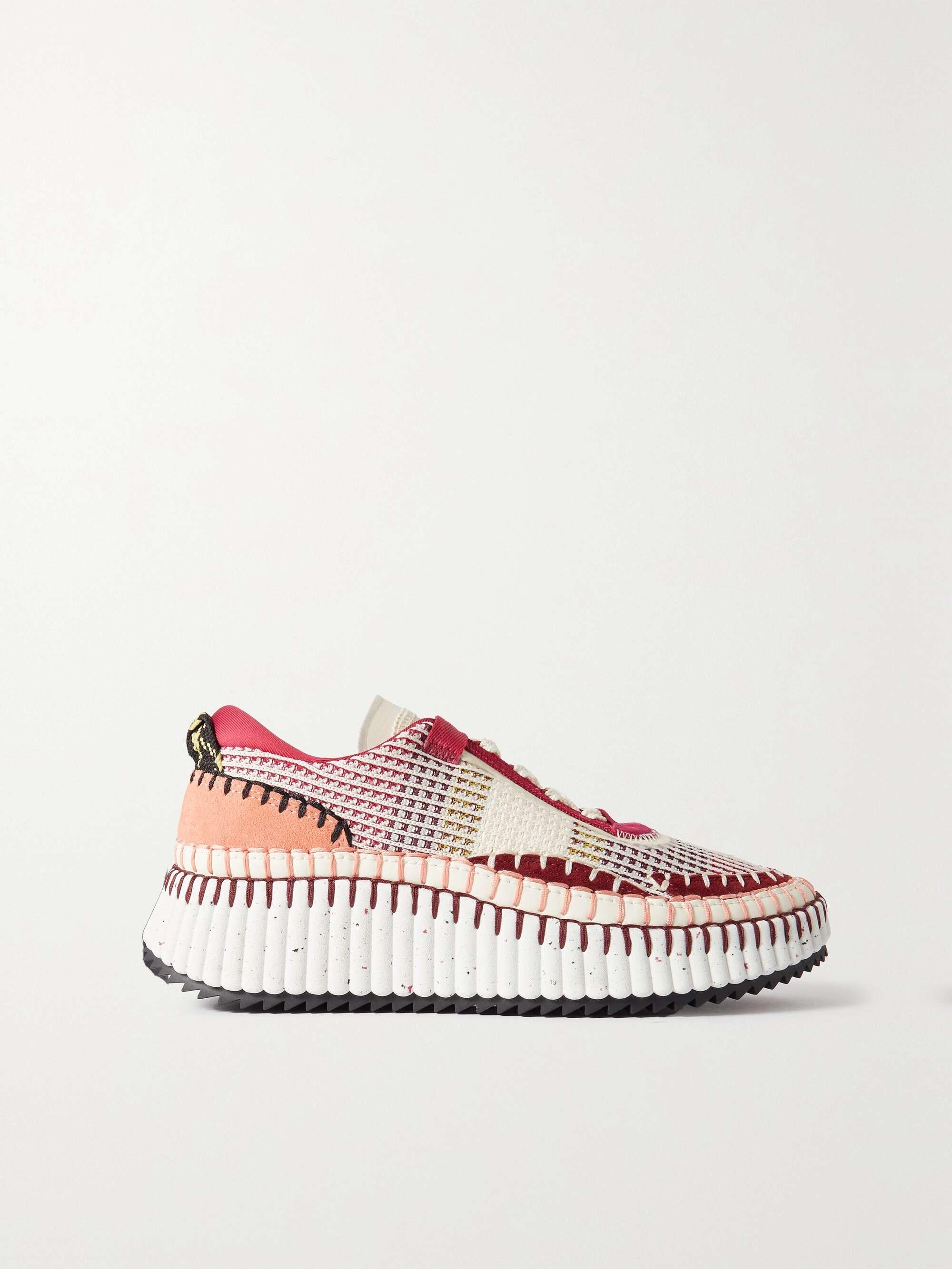 Nama embroidered suede and recycled-mesh sneakers