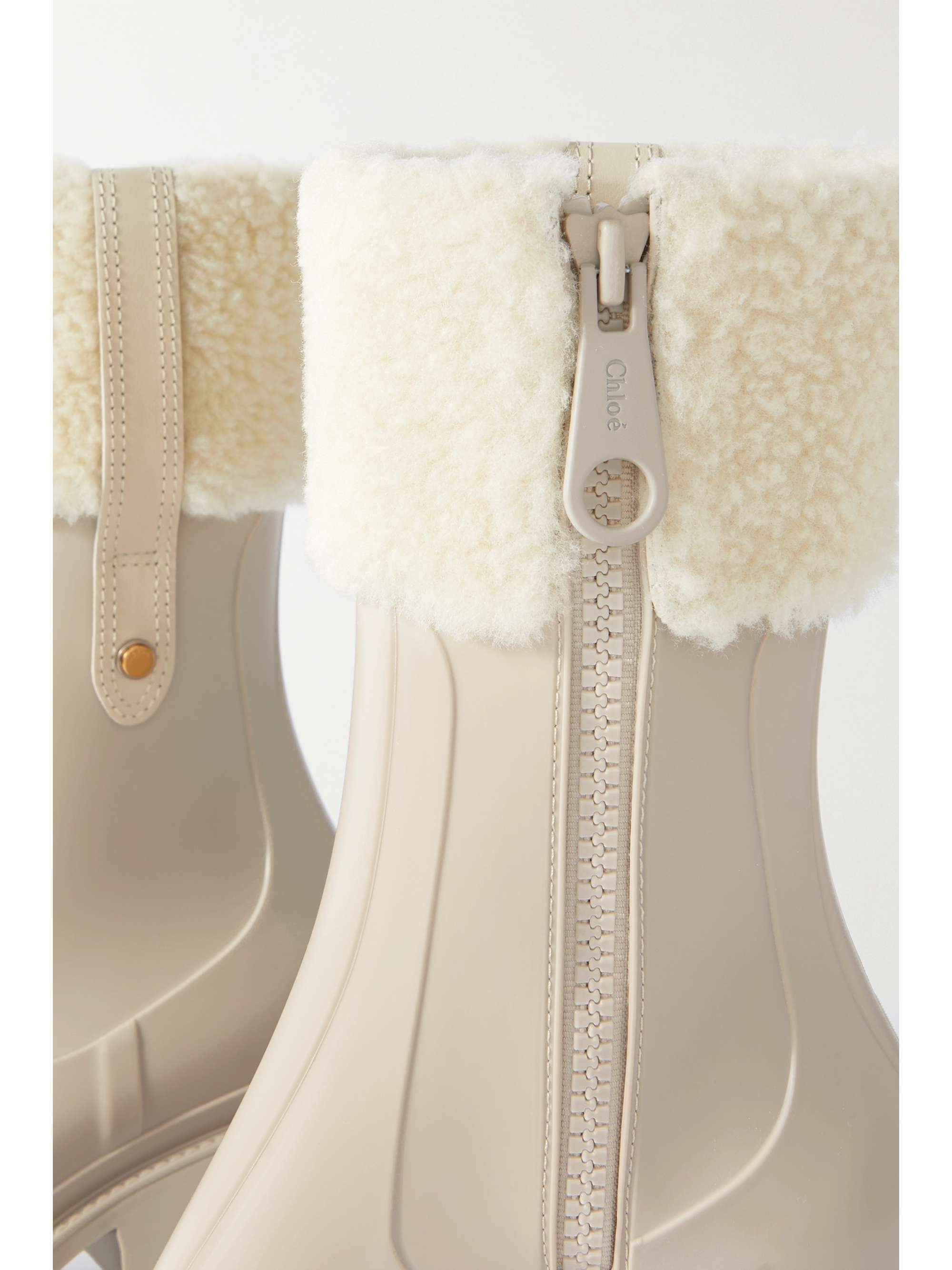 CHLOÉ Betty shearling-trimmed rubber ankle boots