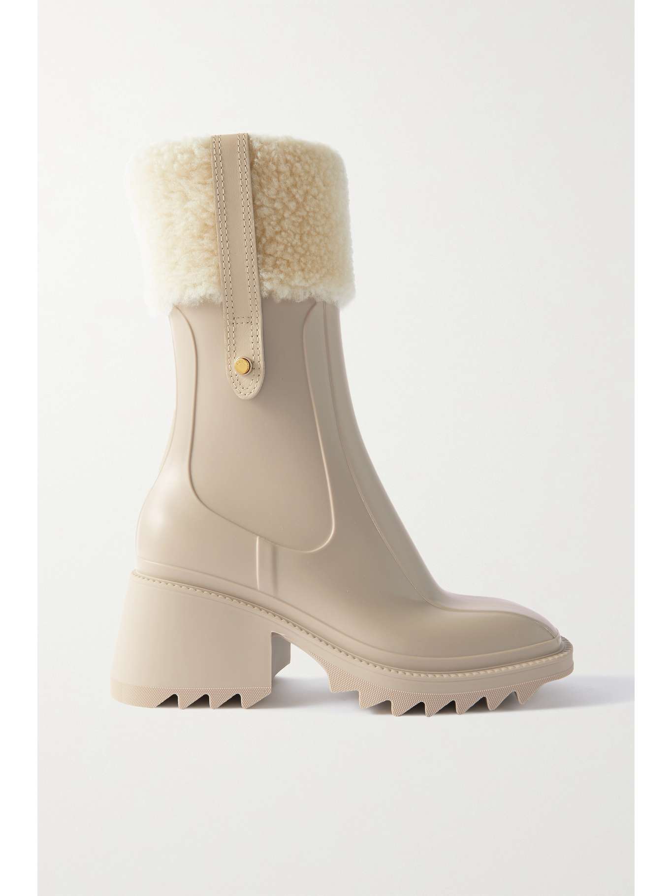 Sand Betty shearlingtrimmed rubber ankle boots CHLOÉ NETAPORTER