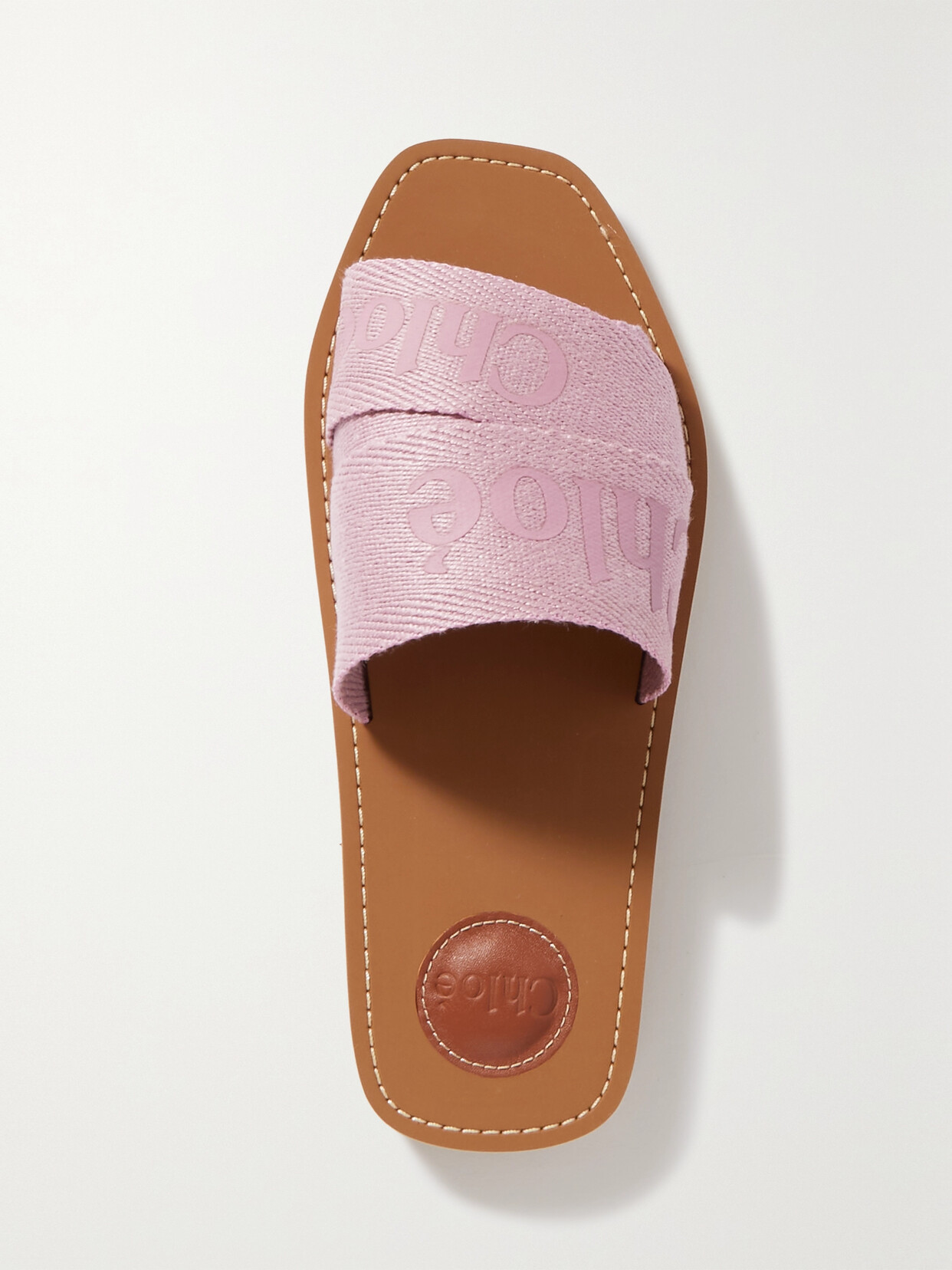 Chloé Woody Logo-print Canvas Slides In Purple
