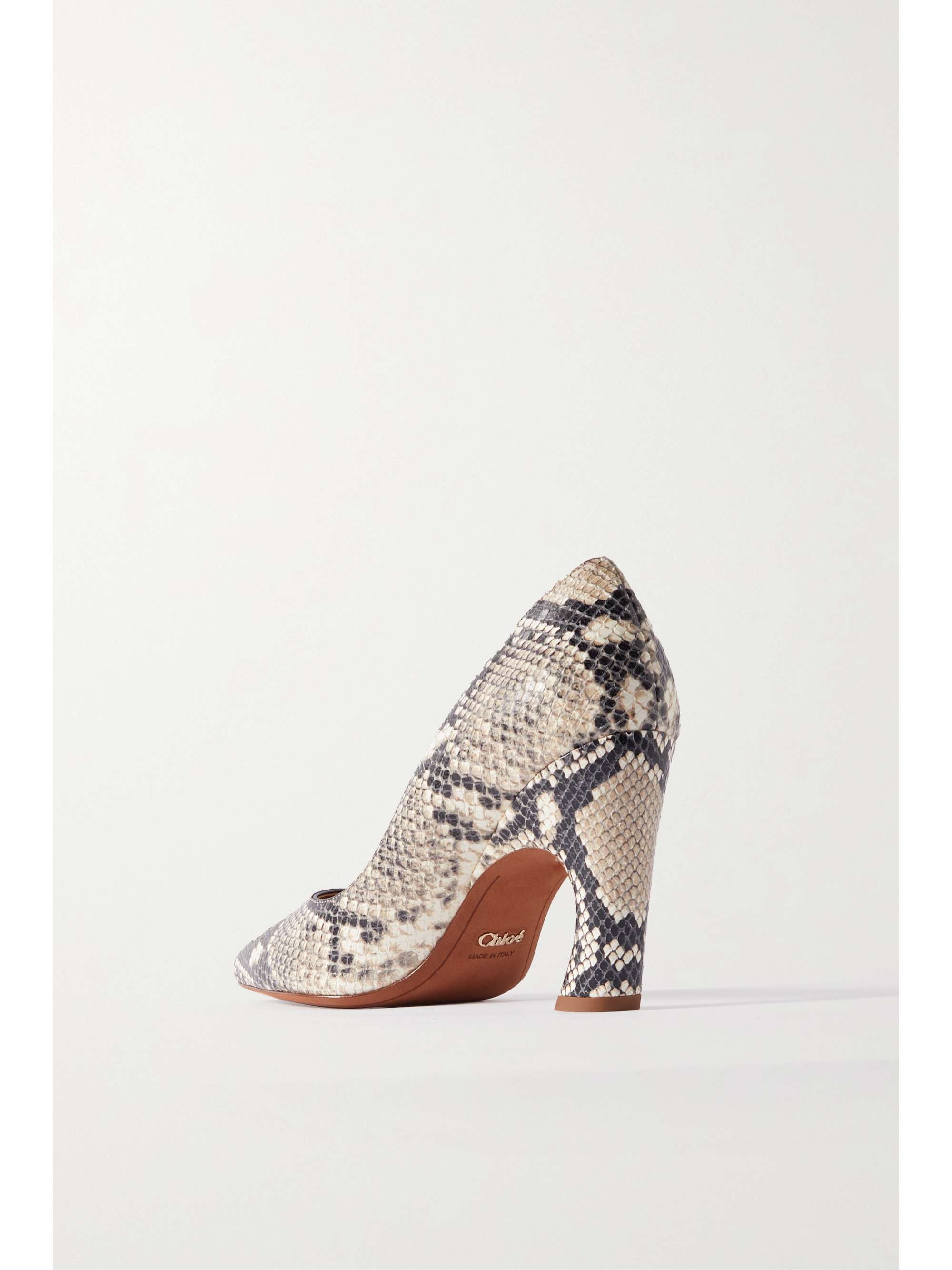 CHLOÉ + NET SUSTAIN Oli snake-effect leather pumps