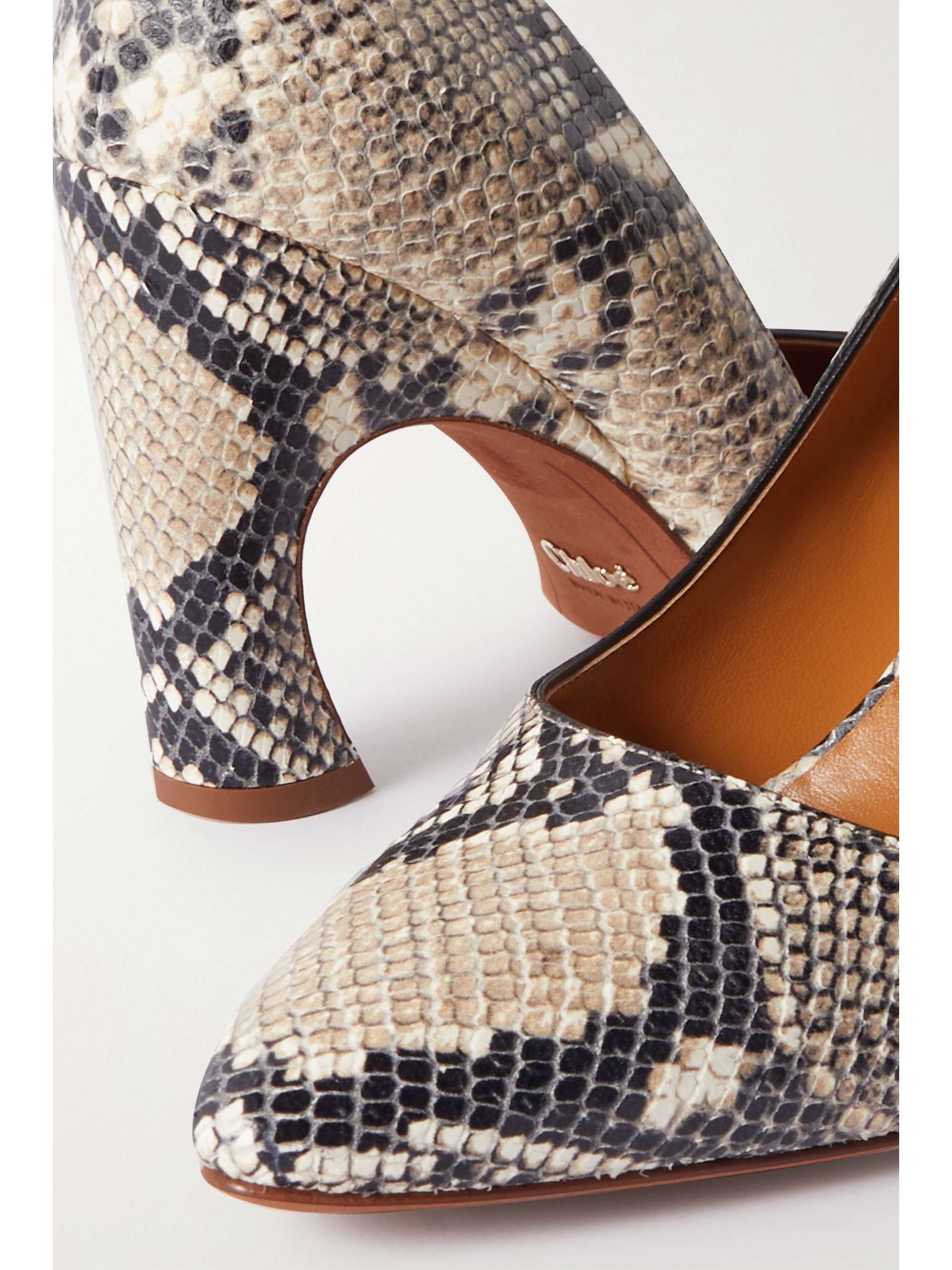 CHLOÉ + NET SUSTAIN Oli snake-effect leather pumps