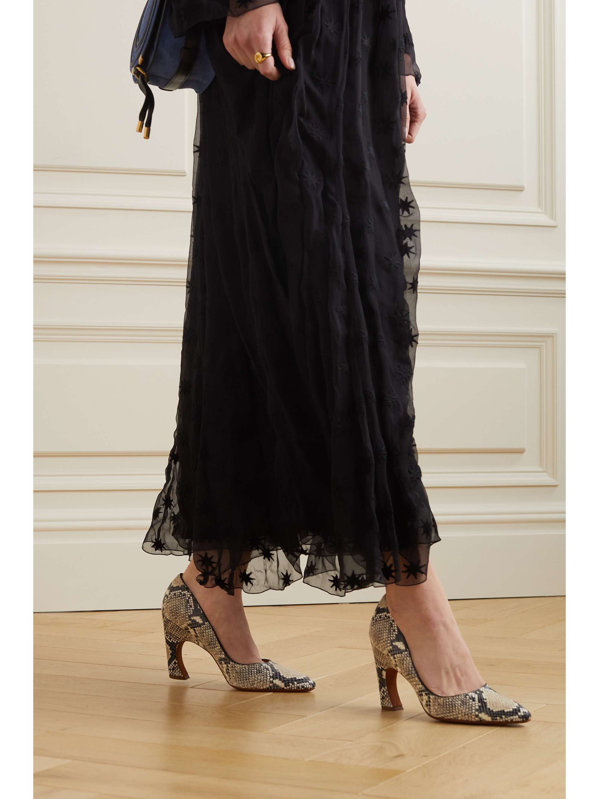 CHLOÉ + NET SUSTAIN Oli snake-effect leather pumps
