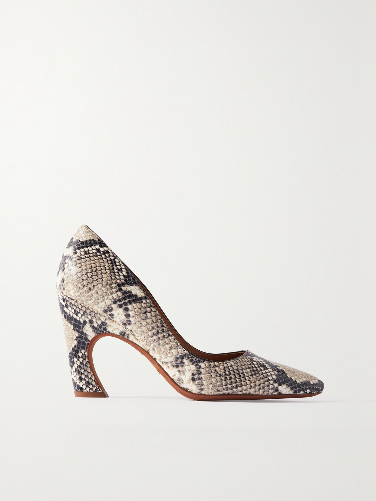 Chloé + Net Sustain Oli Snake-effect Leather Pumps In Gray